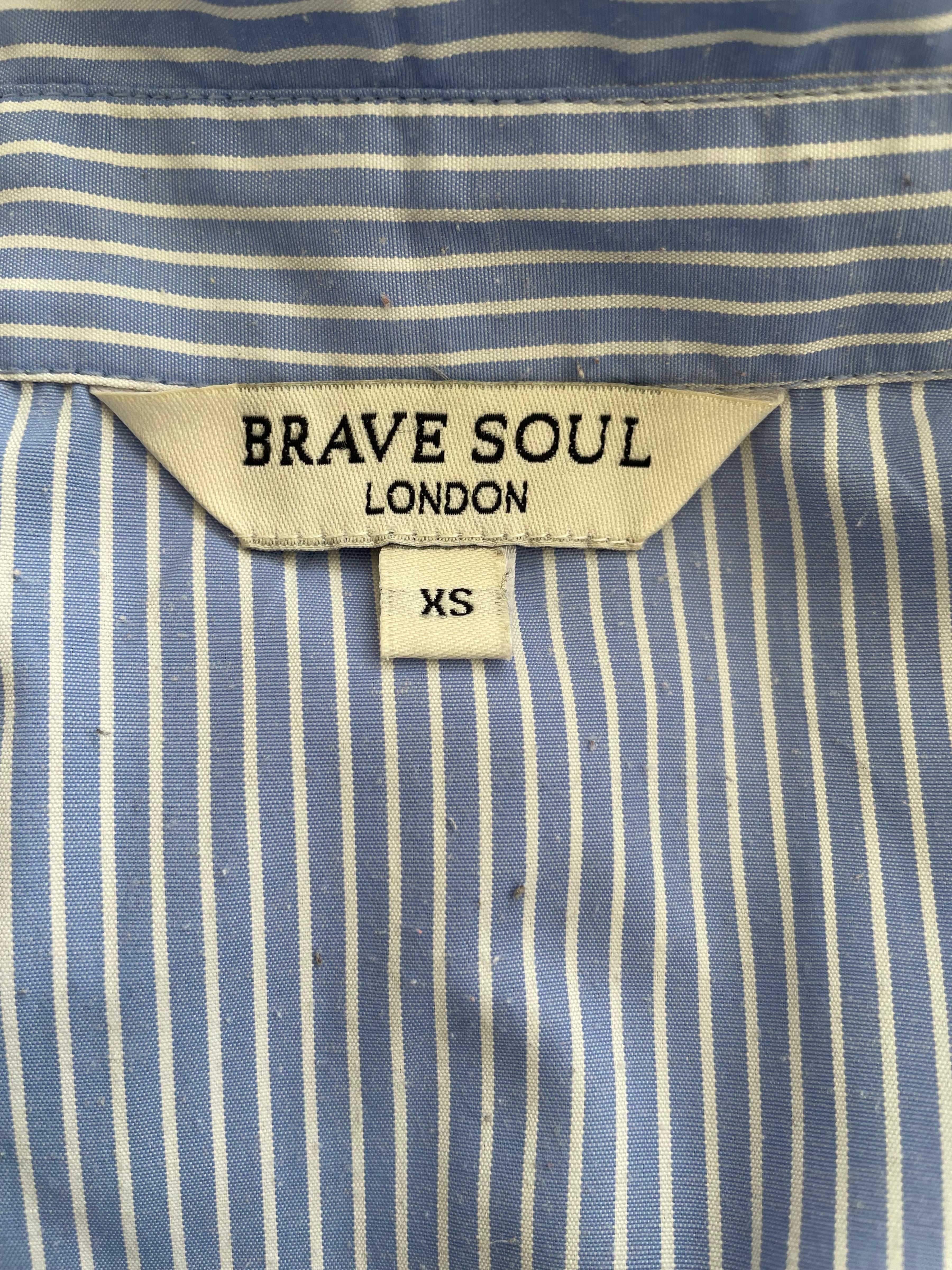 Brave Soul London Besticktes Gestreiftes Hemd XS Blau Mehrfarbig Stickerei
