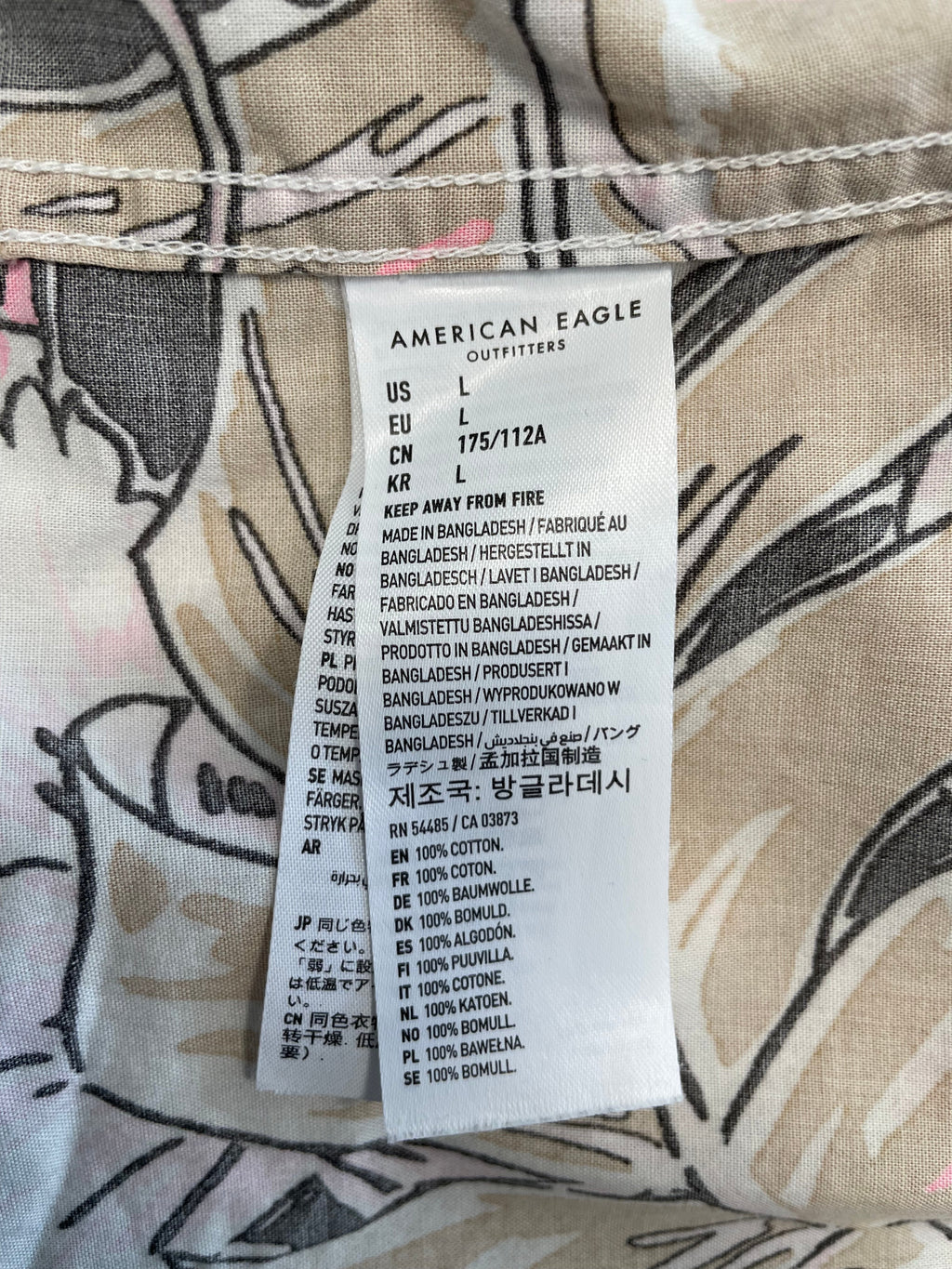 American Eagle Hawaiian Shirt Tropical Print Multi L Very Good Condition