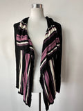 United Colors of Benetton Gestreifte Strickjacke, Schwarz mit Pink, M, Gut