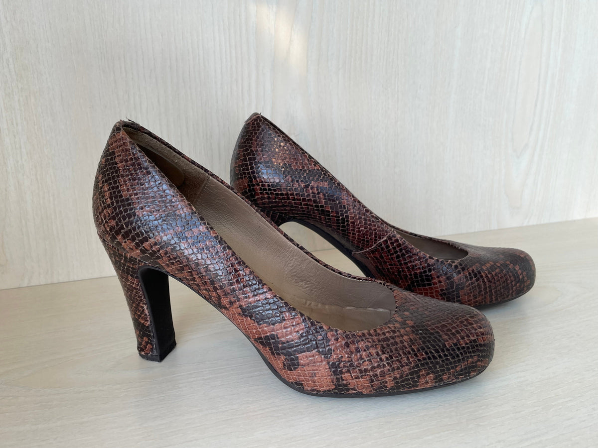 Unisa Brown Multi Snakeskin Pumps, Size 38 EU, Very Good Condition