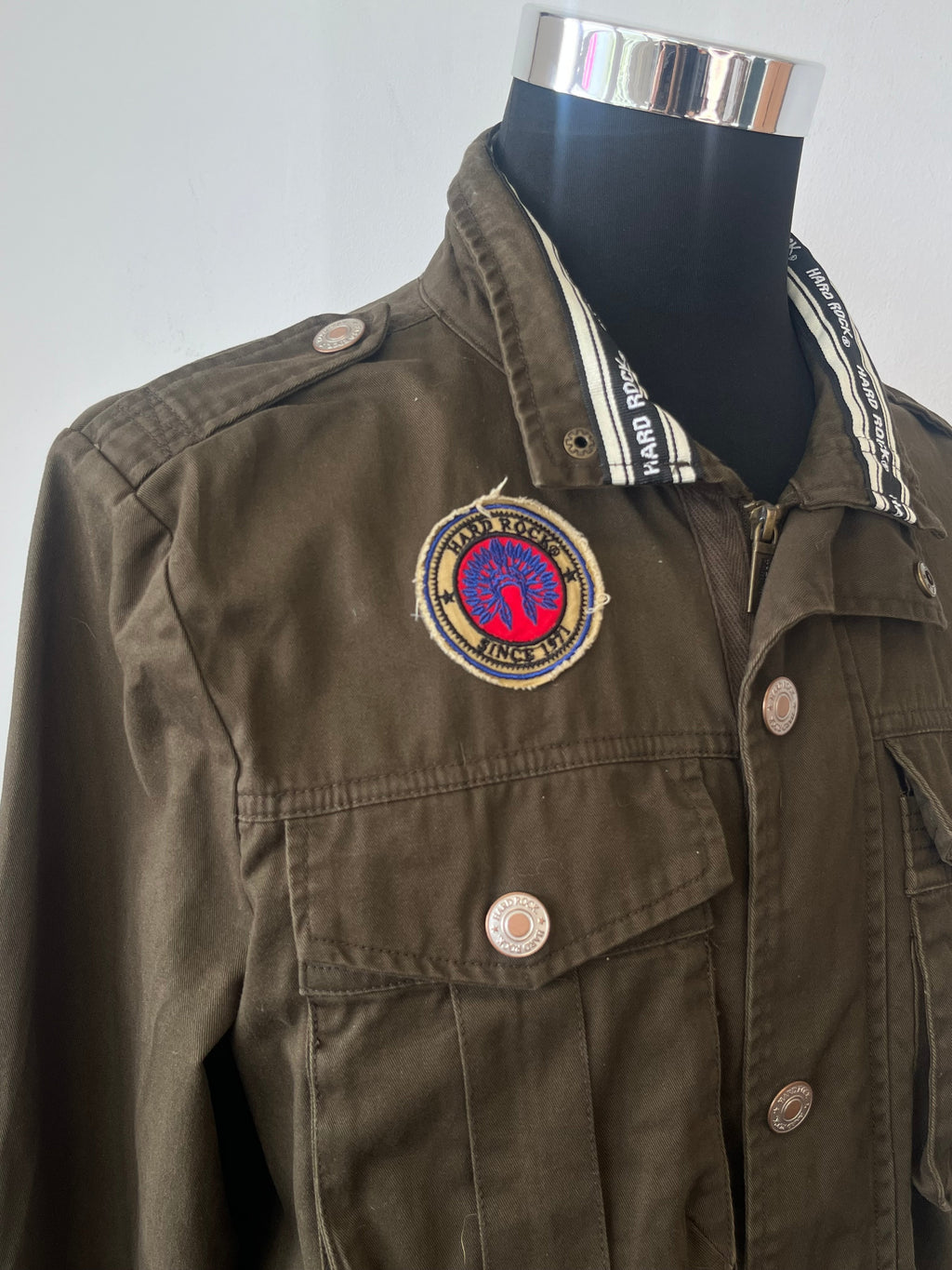 Hard Rock Military Field Jacket – Baumwolle, Militärgrün, Größe L, Sehr Gut