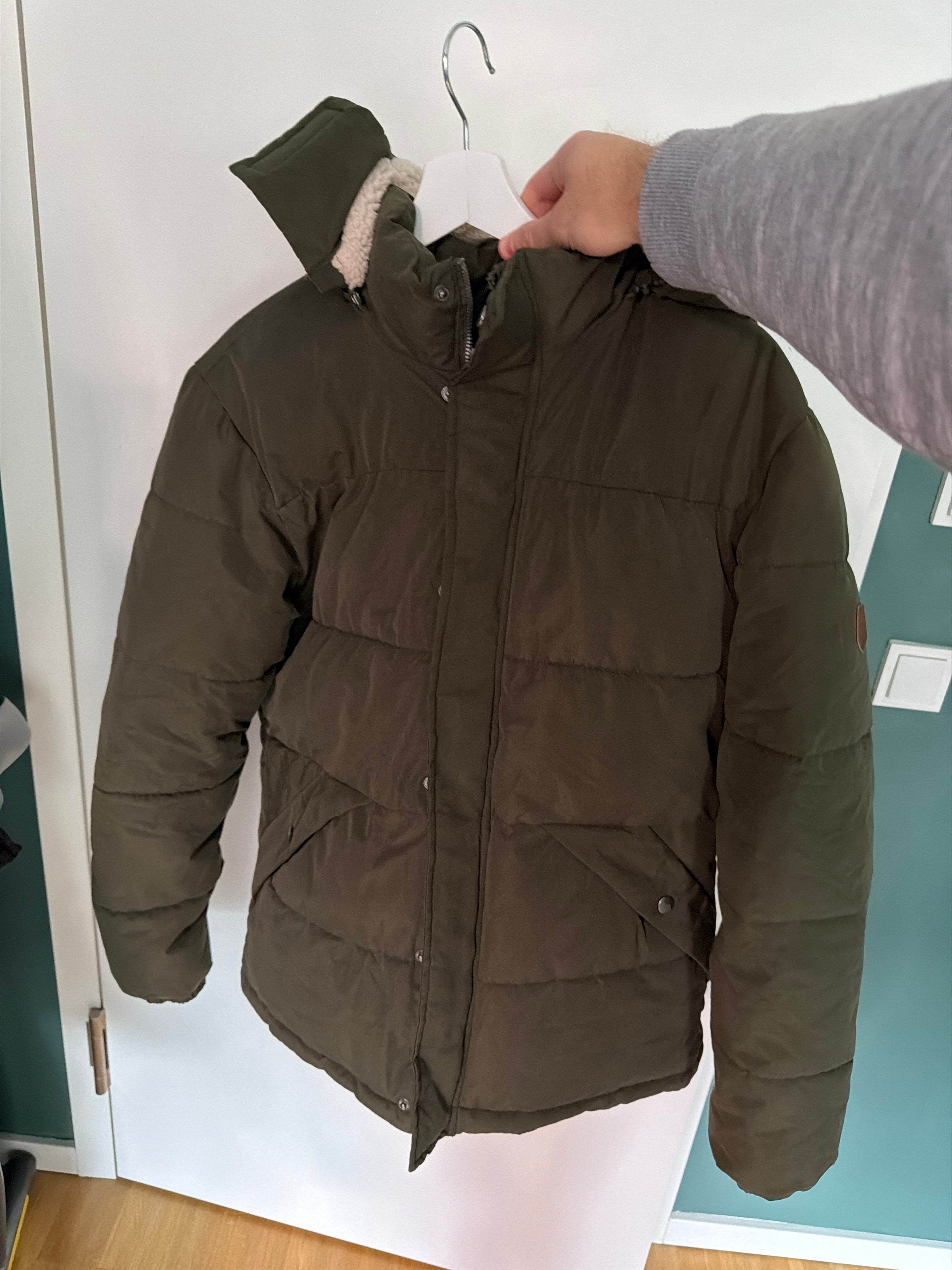 Jack & Jones Olive Green Puffer Jacket L Very Good