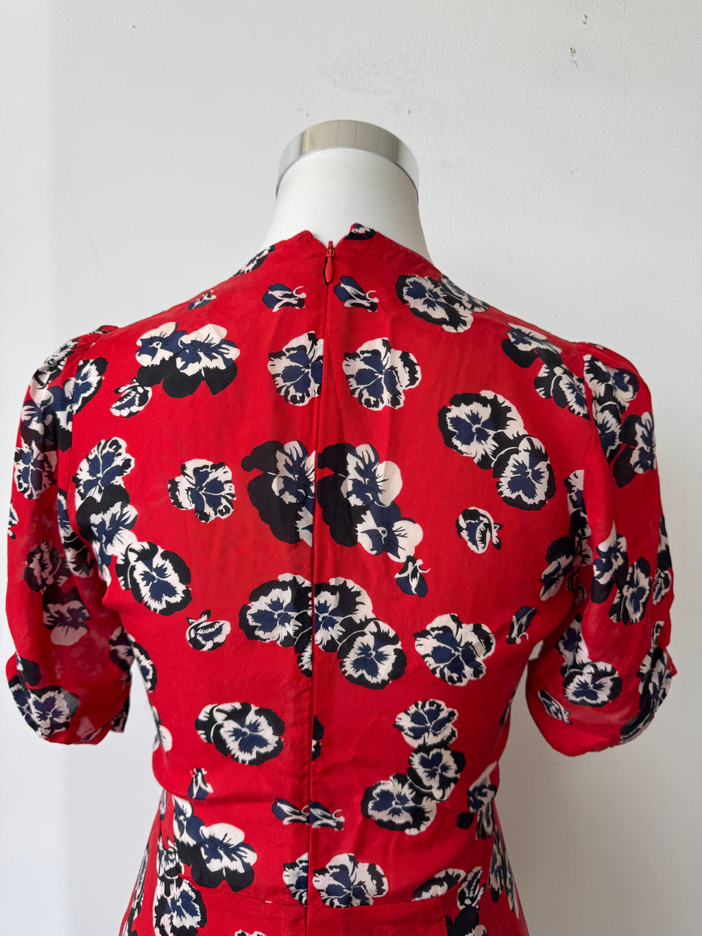 Réalisation Par Red Floral Silk Dress, Normal Use, 43cm Chest
