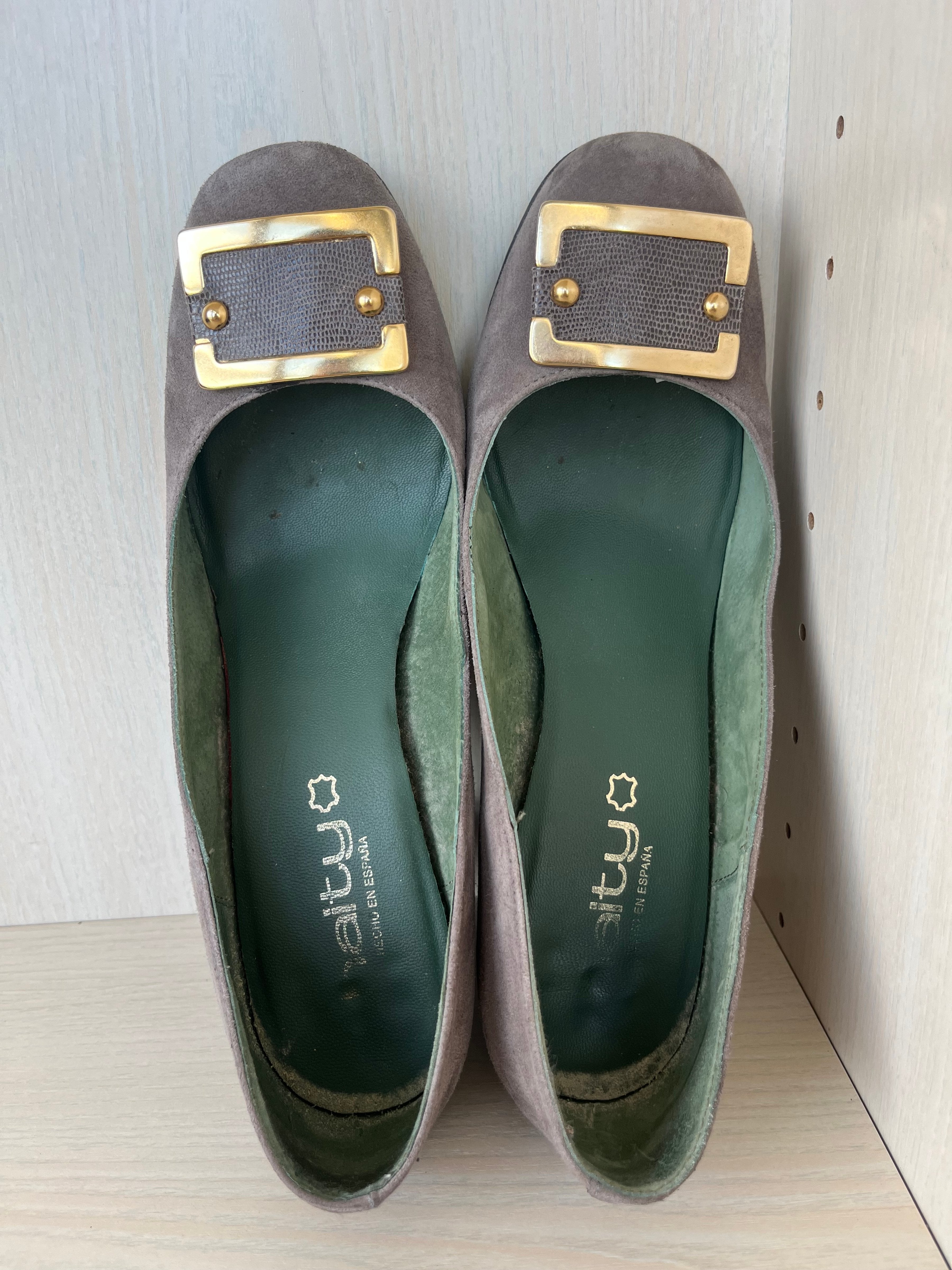 Valty Damen Wildlederpumps, Taupe, Gr. 39, Sehr Gut, Absatz 8,5 cm