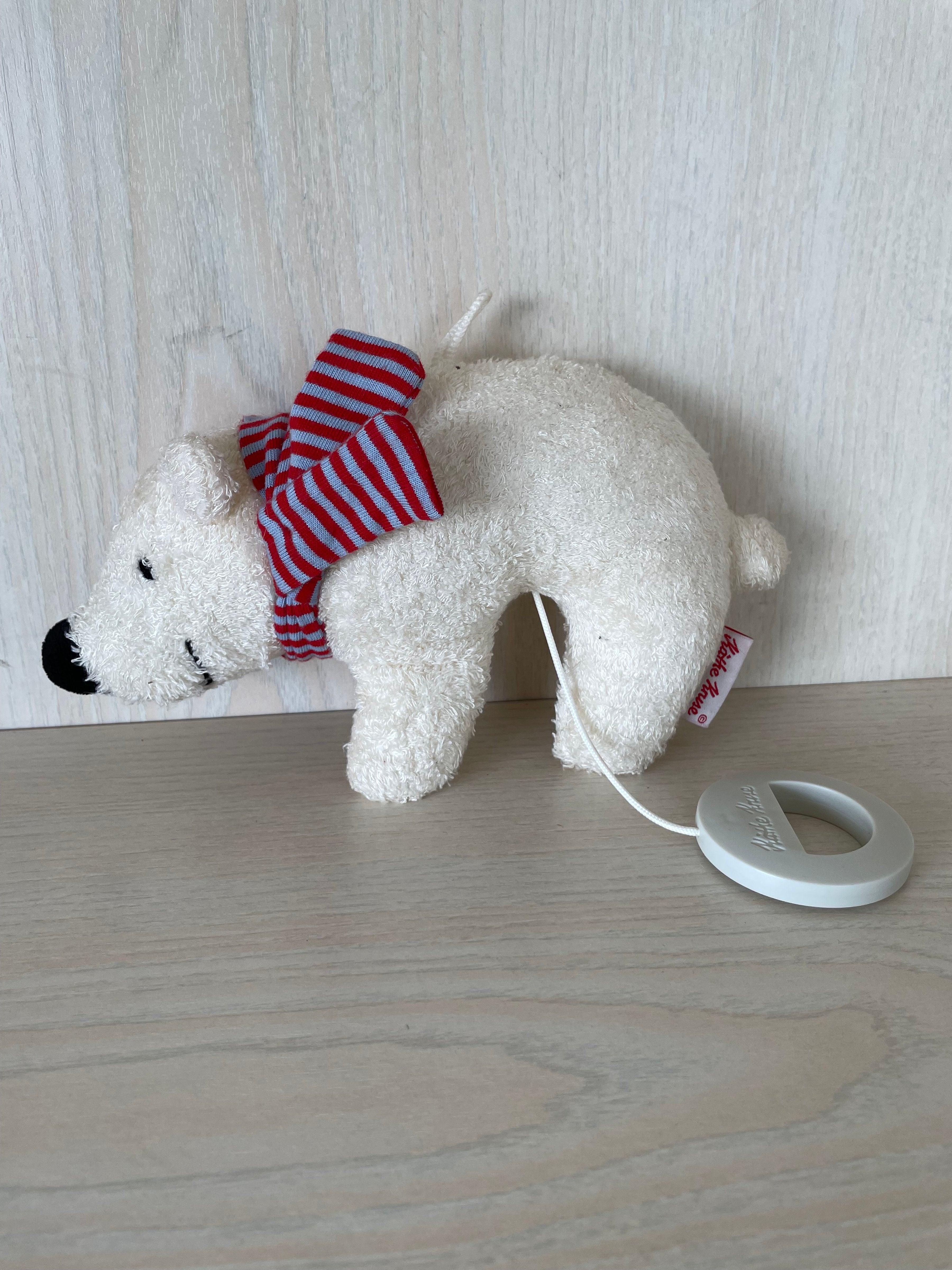 Käthe Kruse Musical Pull Toy ‘Sam’ – White Polar Bear with Scarf, Very Good