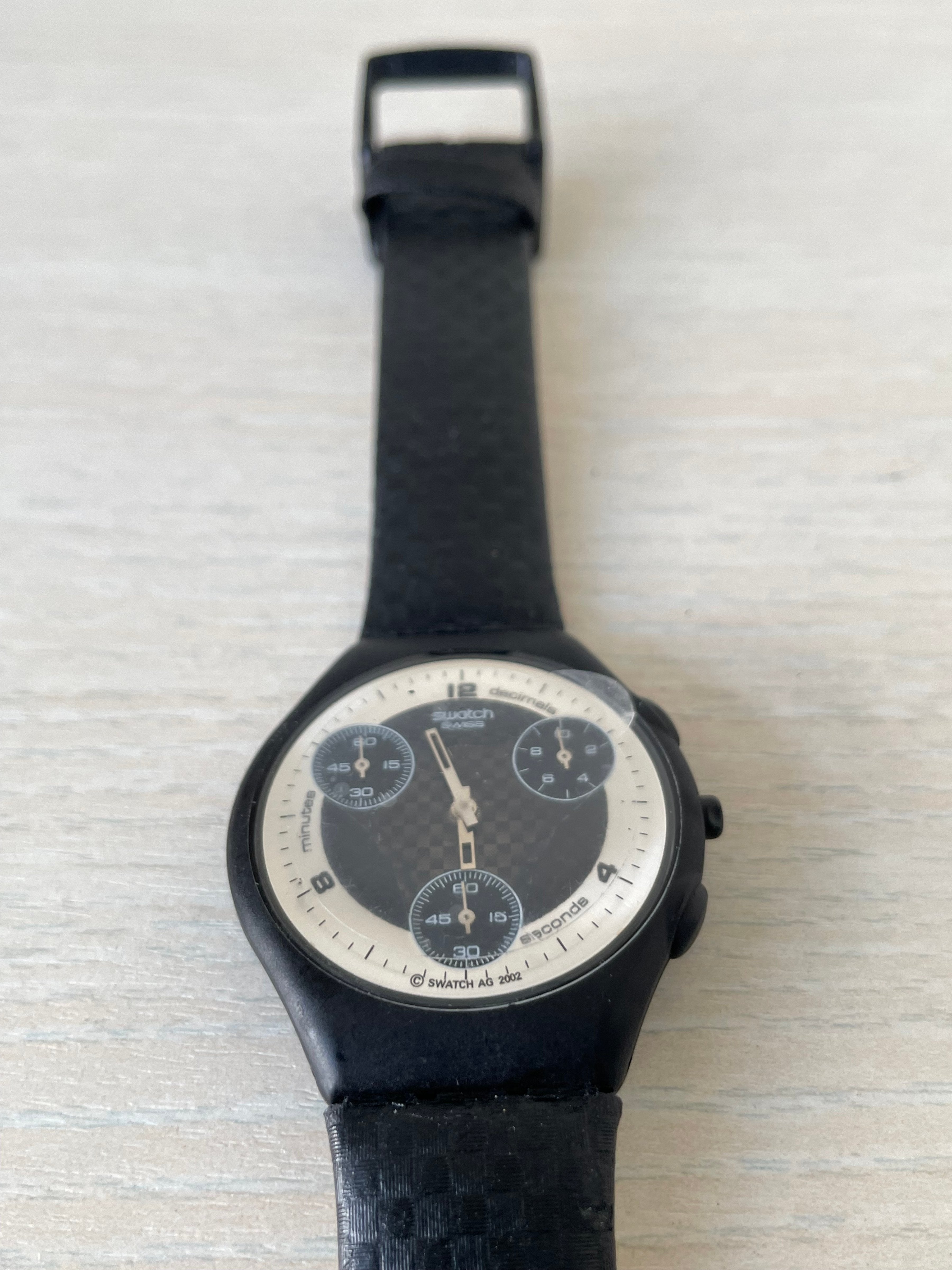 Swatch Uhr Skin Chrono, sehr gut, 38mm, Schwarz, Quarz, inkl. Batterie