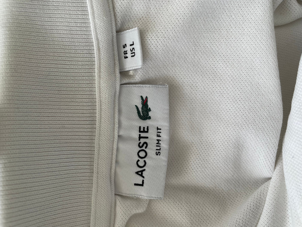 Lacoste Slim Fit Polo Shirt, White, FR 5 (Medium), Very Good Condition