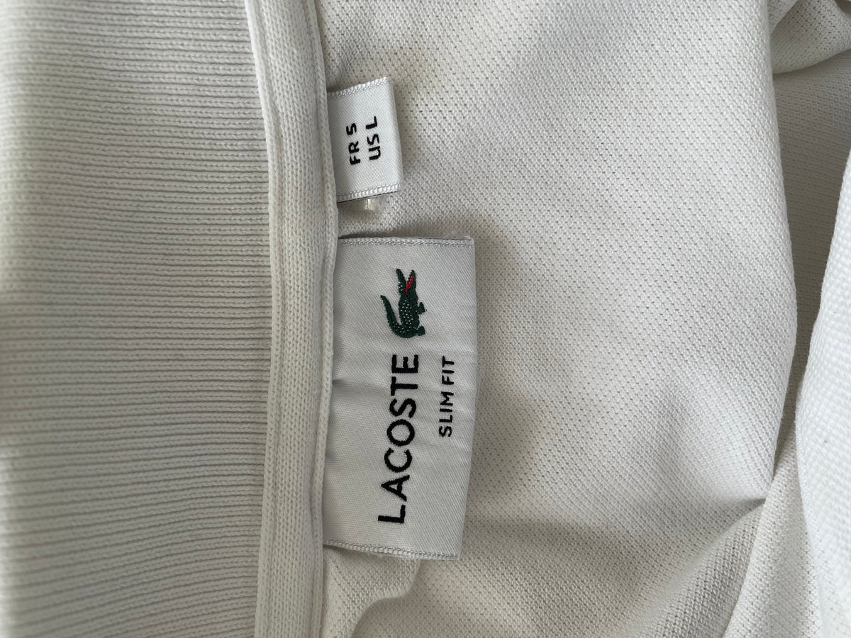 Lacoste Slim Fit Polo Shirt, White, FR 5 (Medium), Very Good Condition