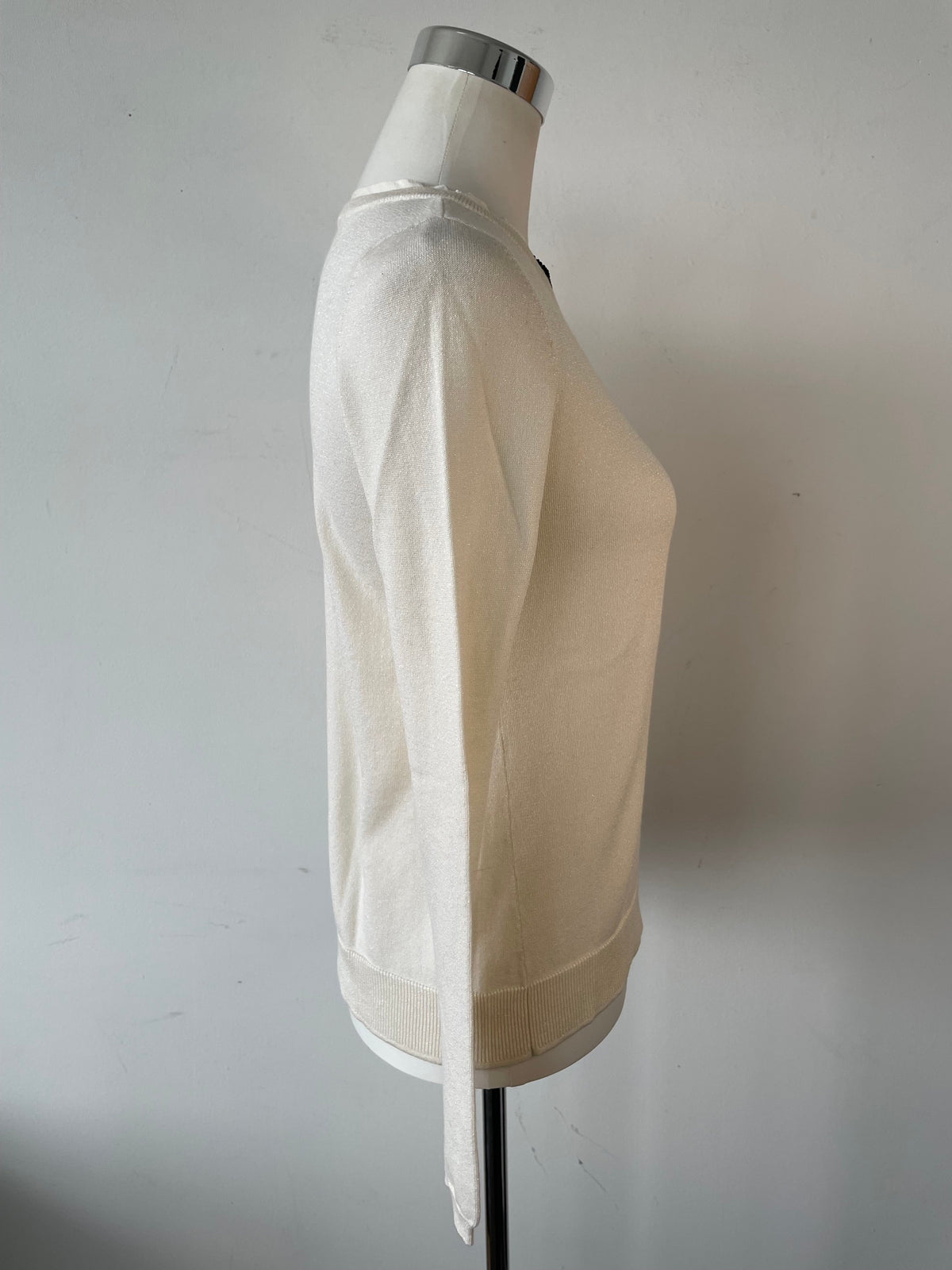 Schumacher White Wool Blend Lightweight Sweater, Small, Very Good Condition