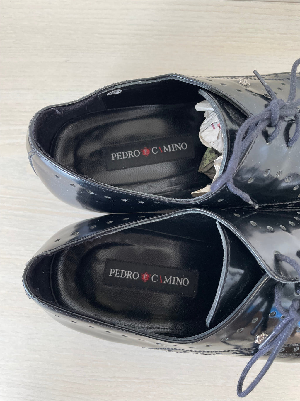 Pedro Camino Black Leather Brogue Oxfords, Size 43 EU, Very Good Condition