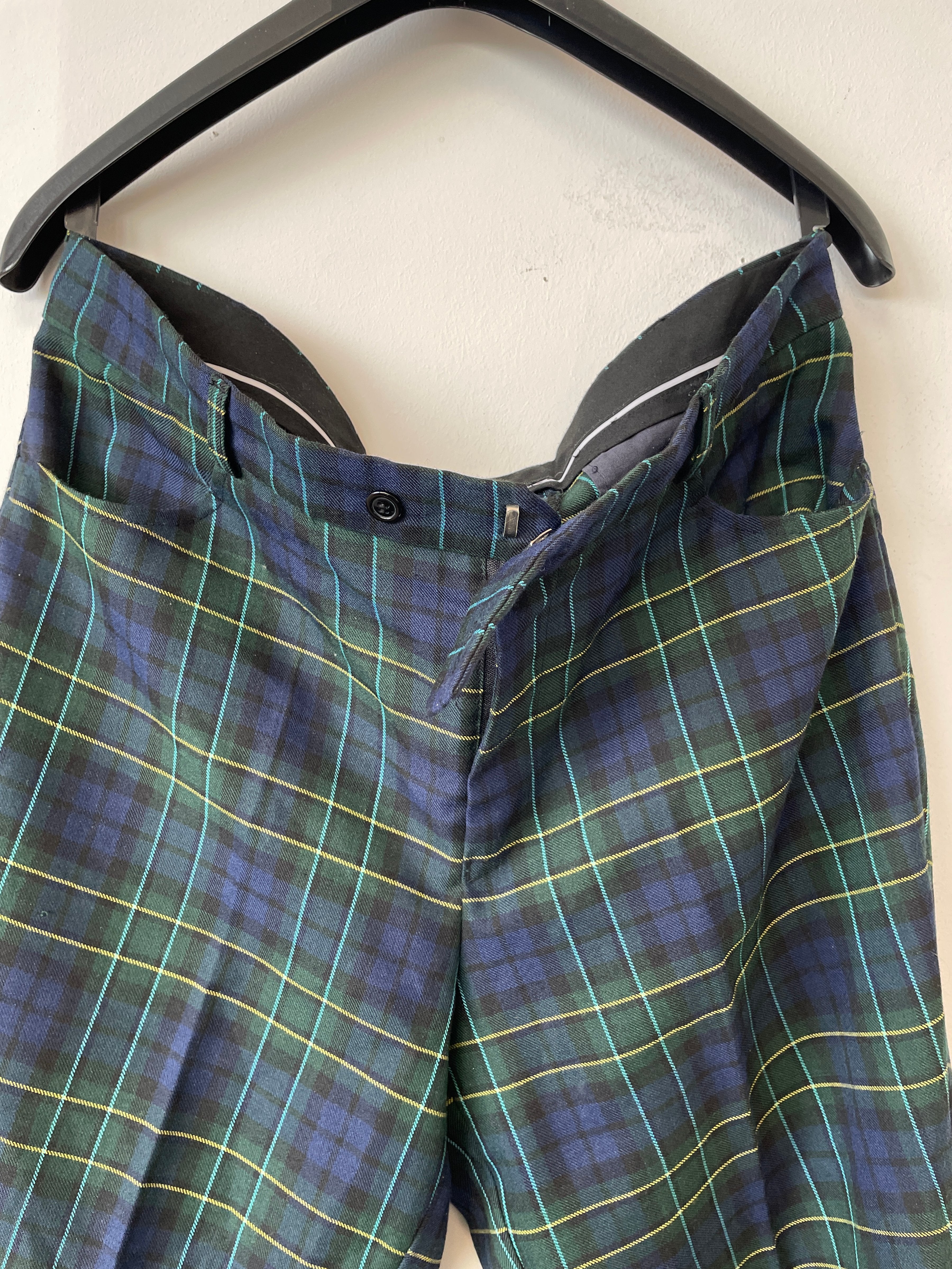Rowing Blazers Herren Wollhose Tartan Gordon Modern M Grün-Blau Sehr Gut