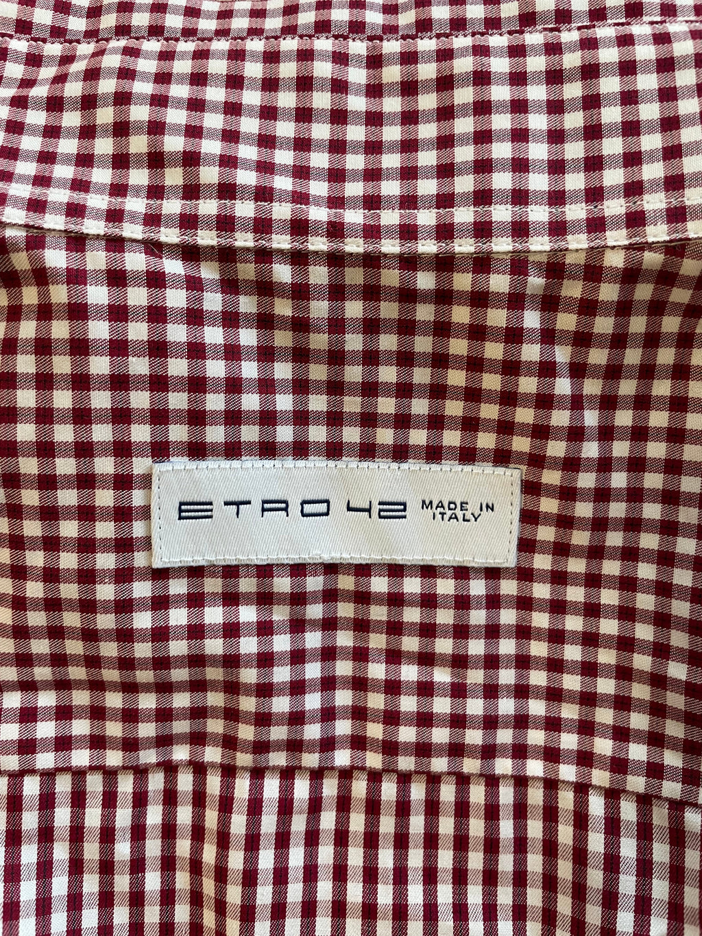 Etro Herrenhemd Größe 42 (L) Rot/Weiß Karo – Sehr Gut – Made in Italy