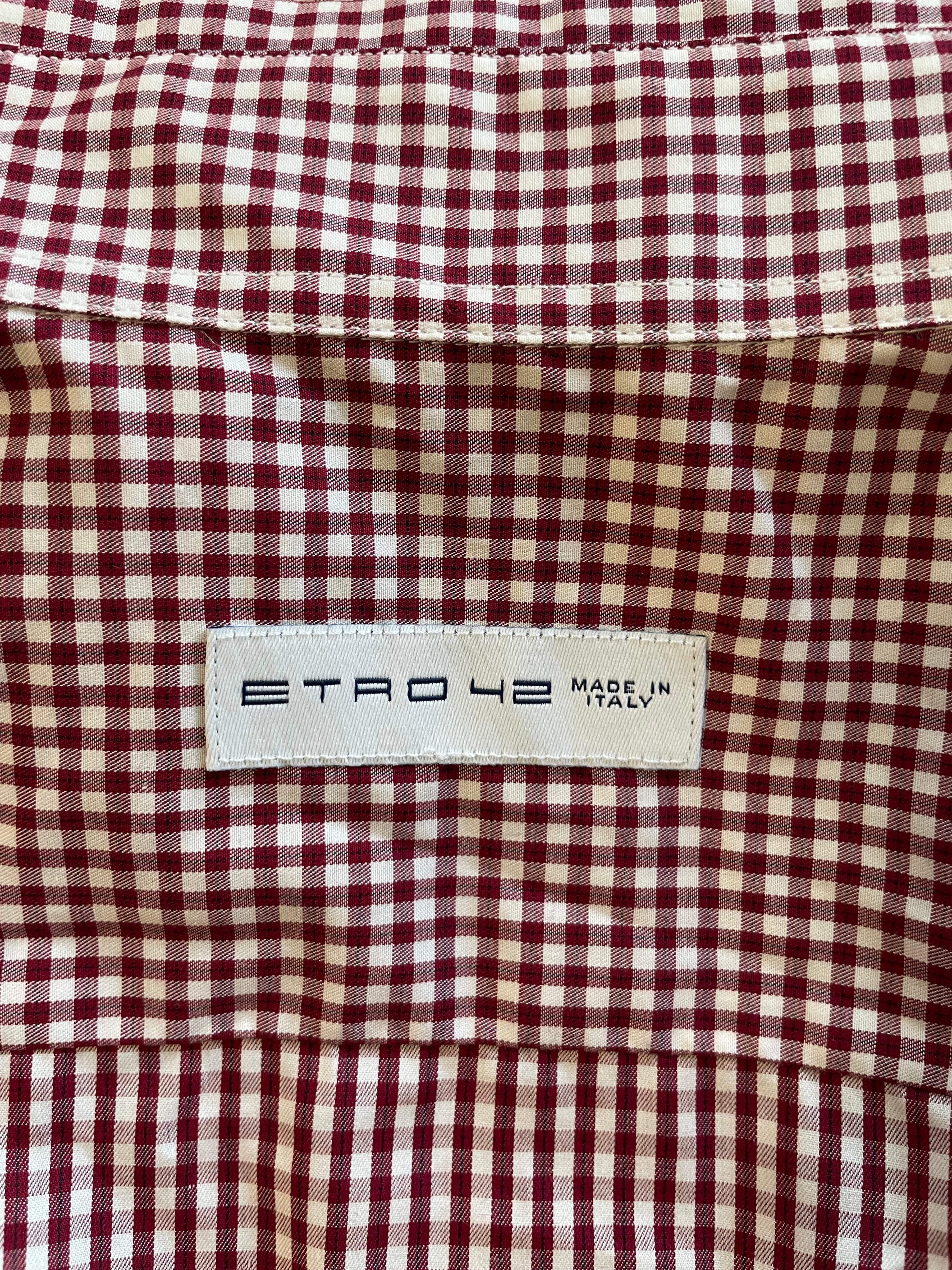 Etro Herrenhemd Größe 42 (L) Rot/Weiß Karo – Sehr Gut – Made in Italy