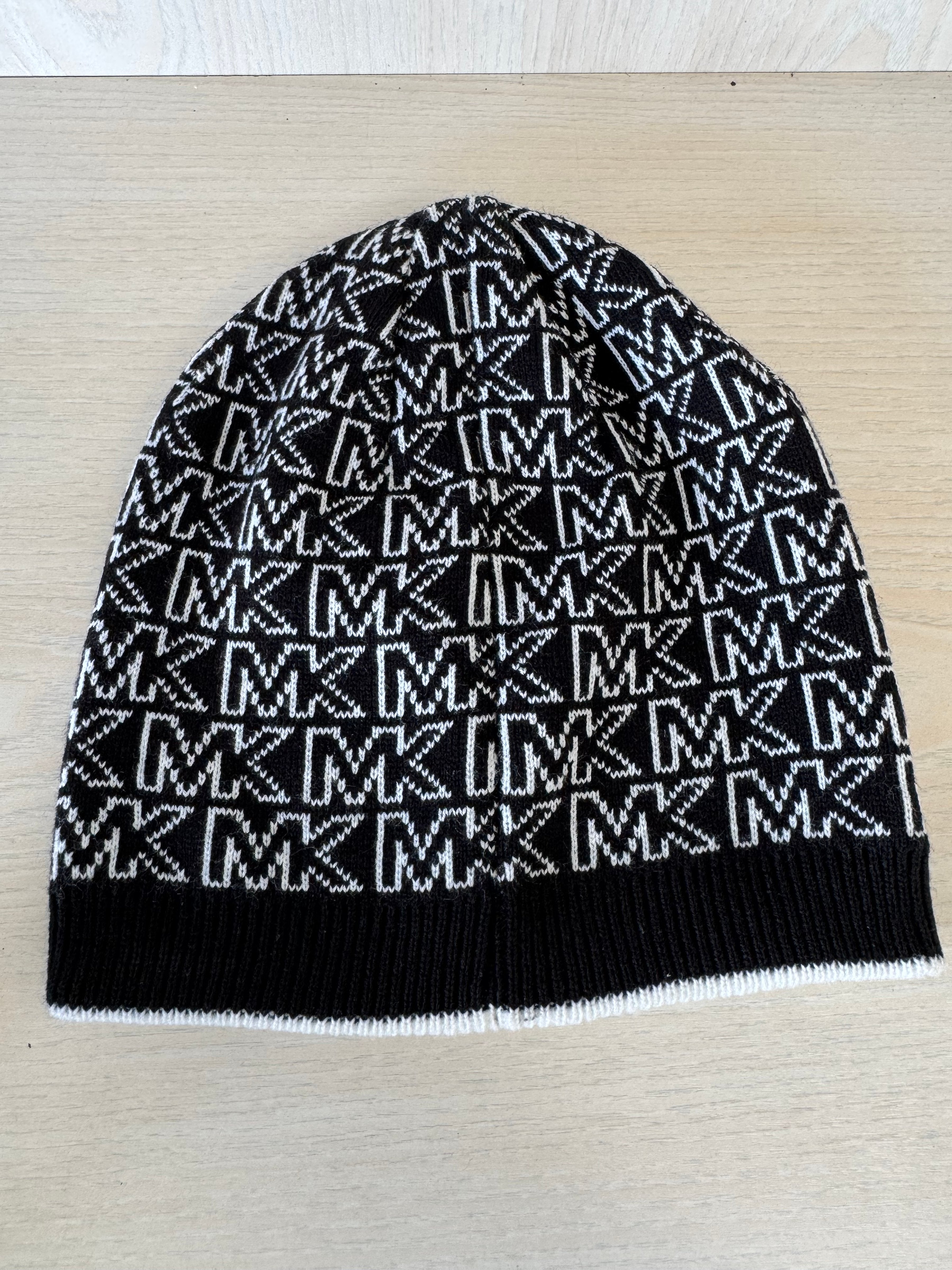Michael Kors Wende-Beanie Logo Schwarz/Weiß Einheitsgröße Wie Neu