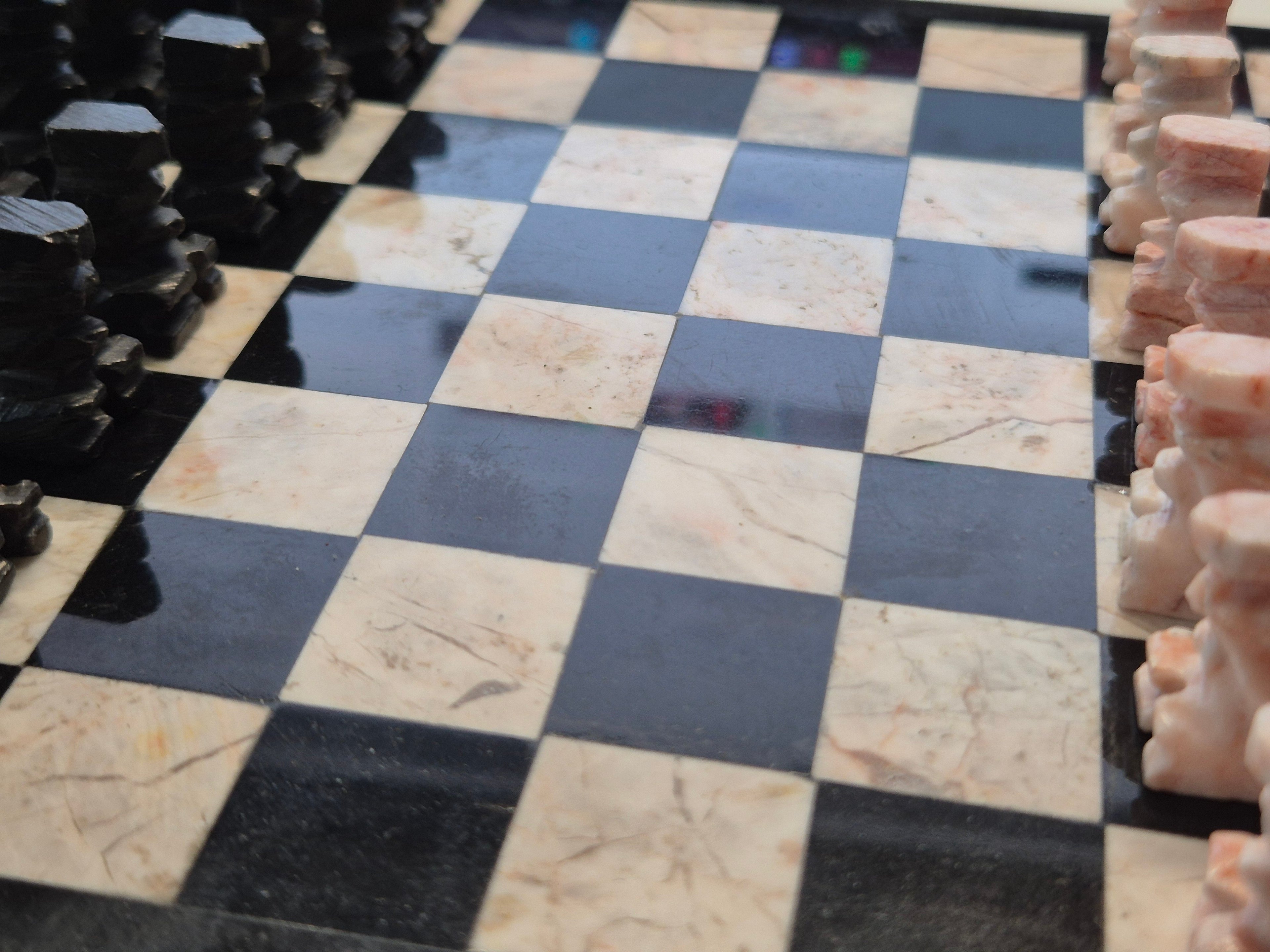 Vintage Mexikanisches Onyx-Marmor-Schachset, Zustand: Gut