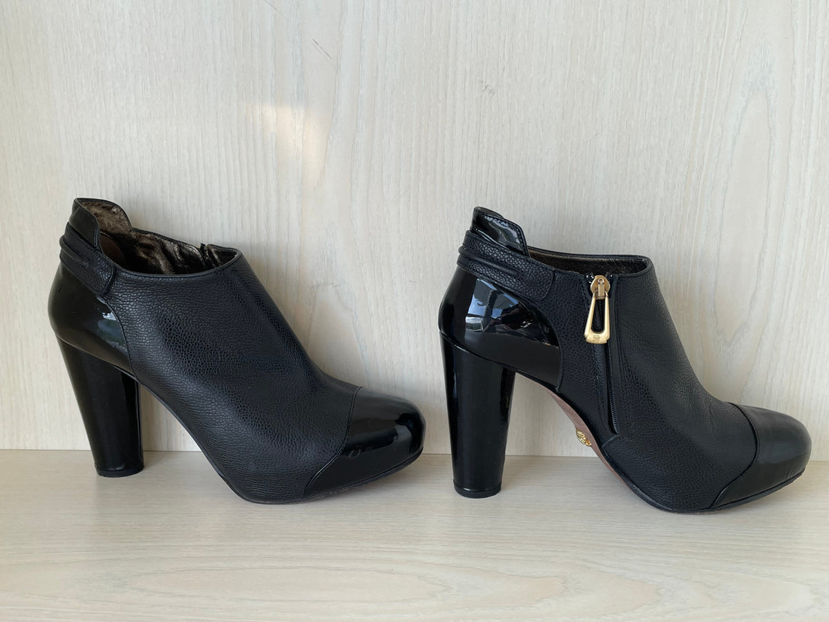 Aquazzura Ankle Boot, Schwarz, Leder, Gr. 38 EU, Sehr Gut, 10.5 cm Absatz