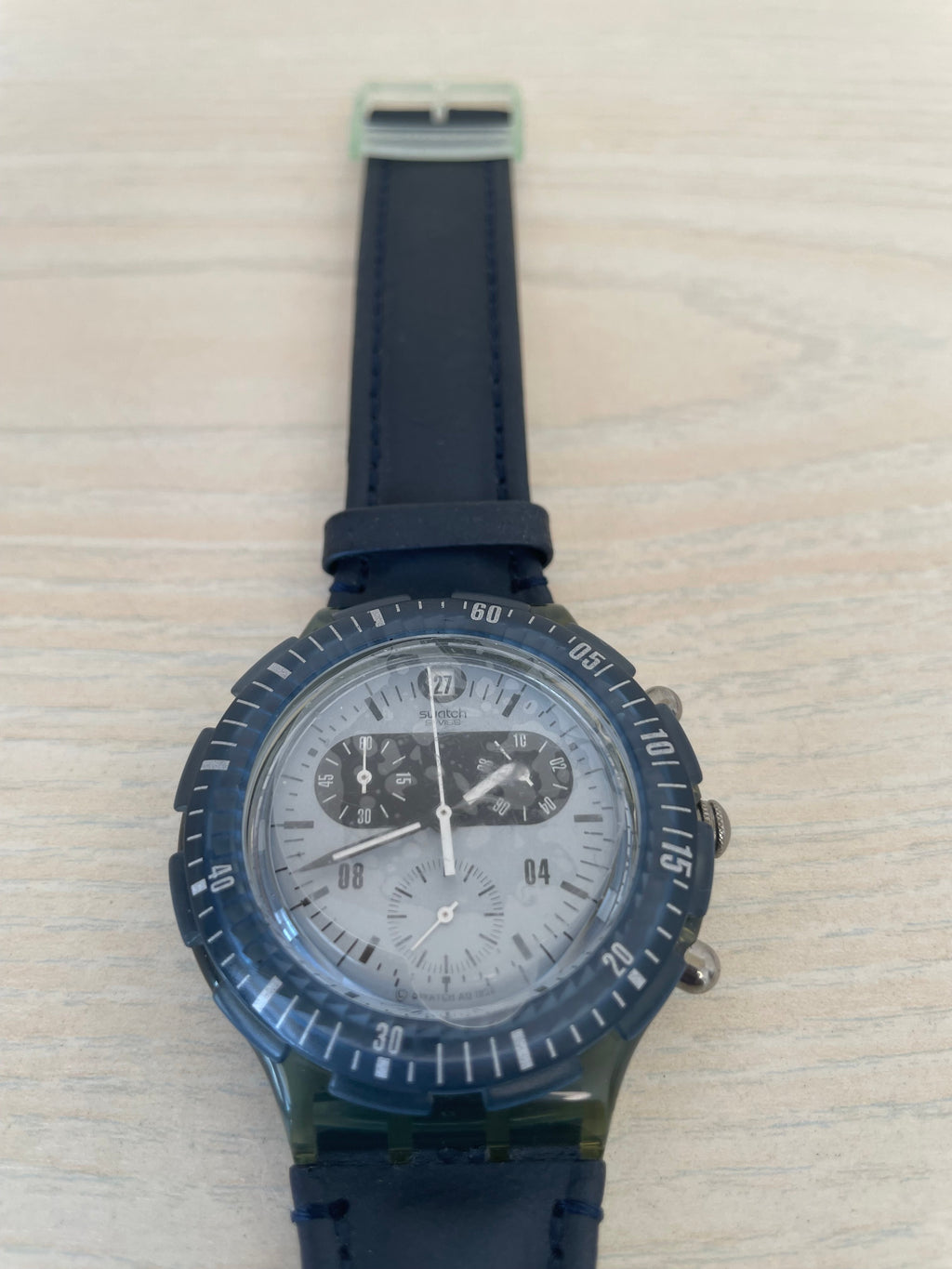 Swatch Irony Chronograph AG-2000, sehr gut, 24,5cm, Leder, Quarz, 200m WR