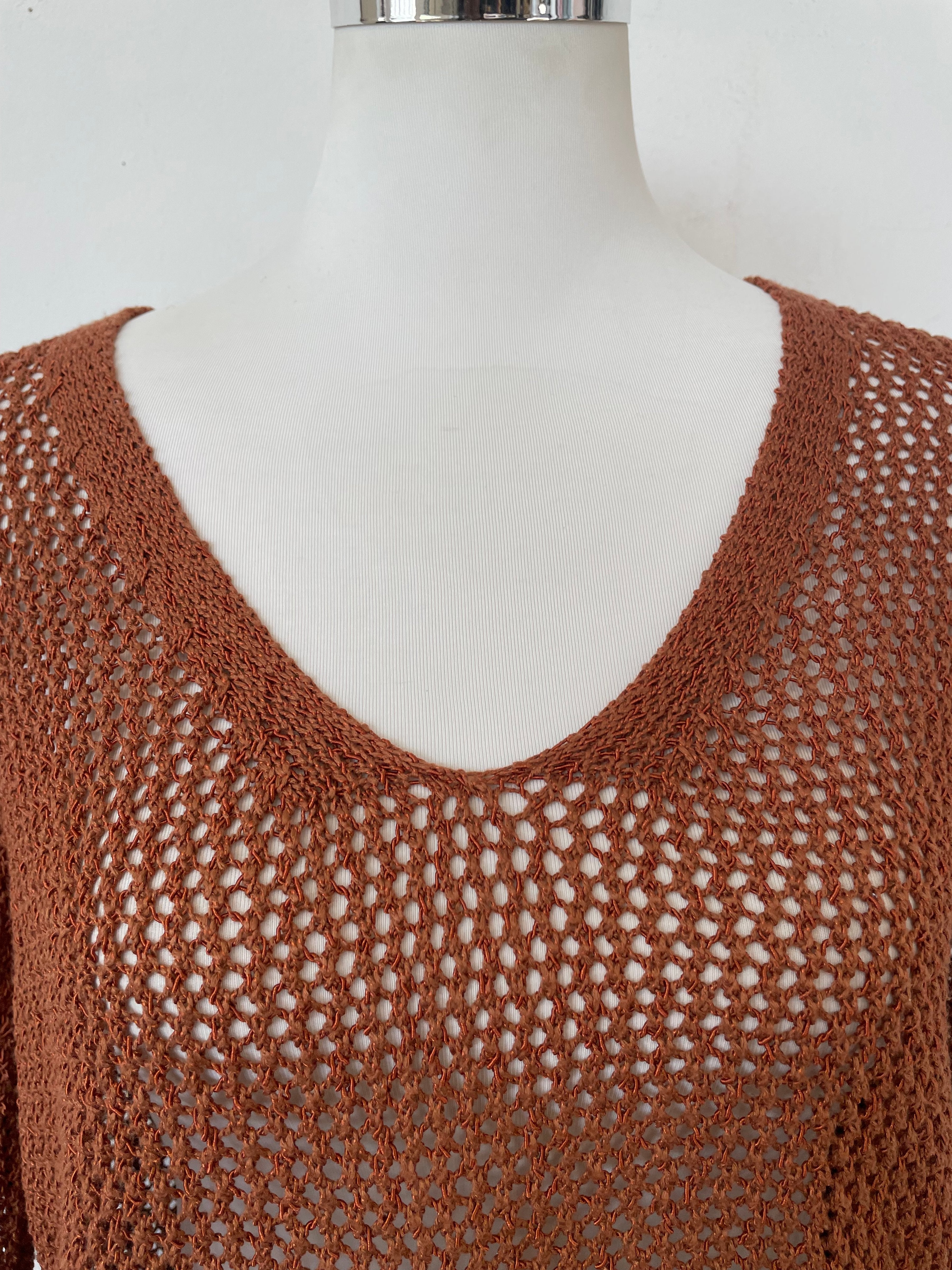 MNG Casual Häkelpullover Braun Gr. M Sehr Gut