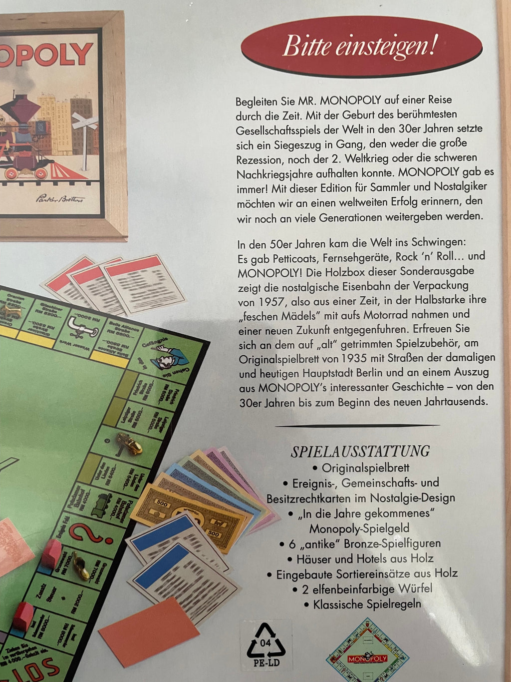 Parker Brothers Monopoly Nostalgie Edition, Neu, 26.5x26.5 cm Box