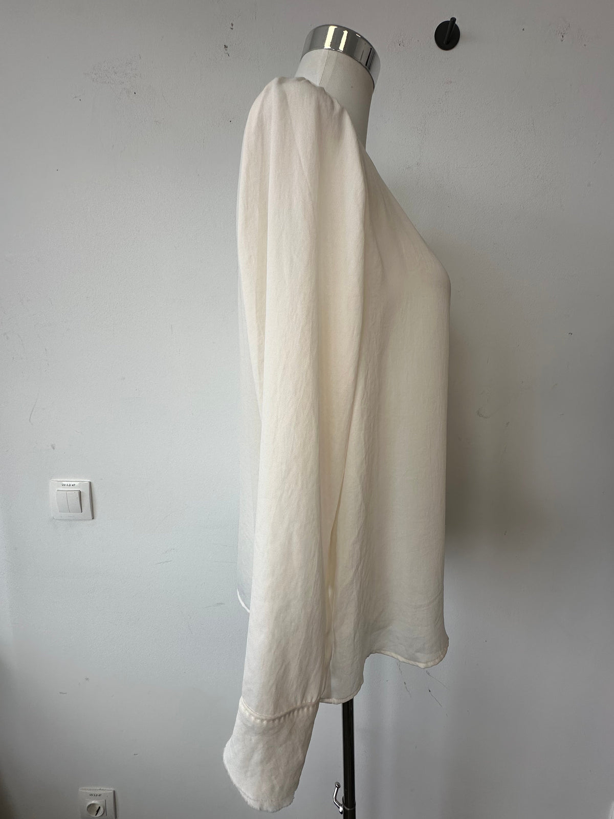 Marc Cain Sheer Long Sleeve Blouse, Ivory, Size M, Very Good Condition