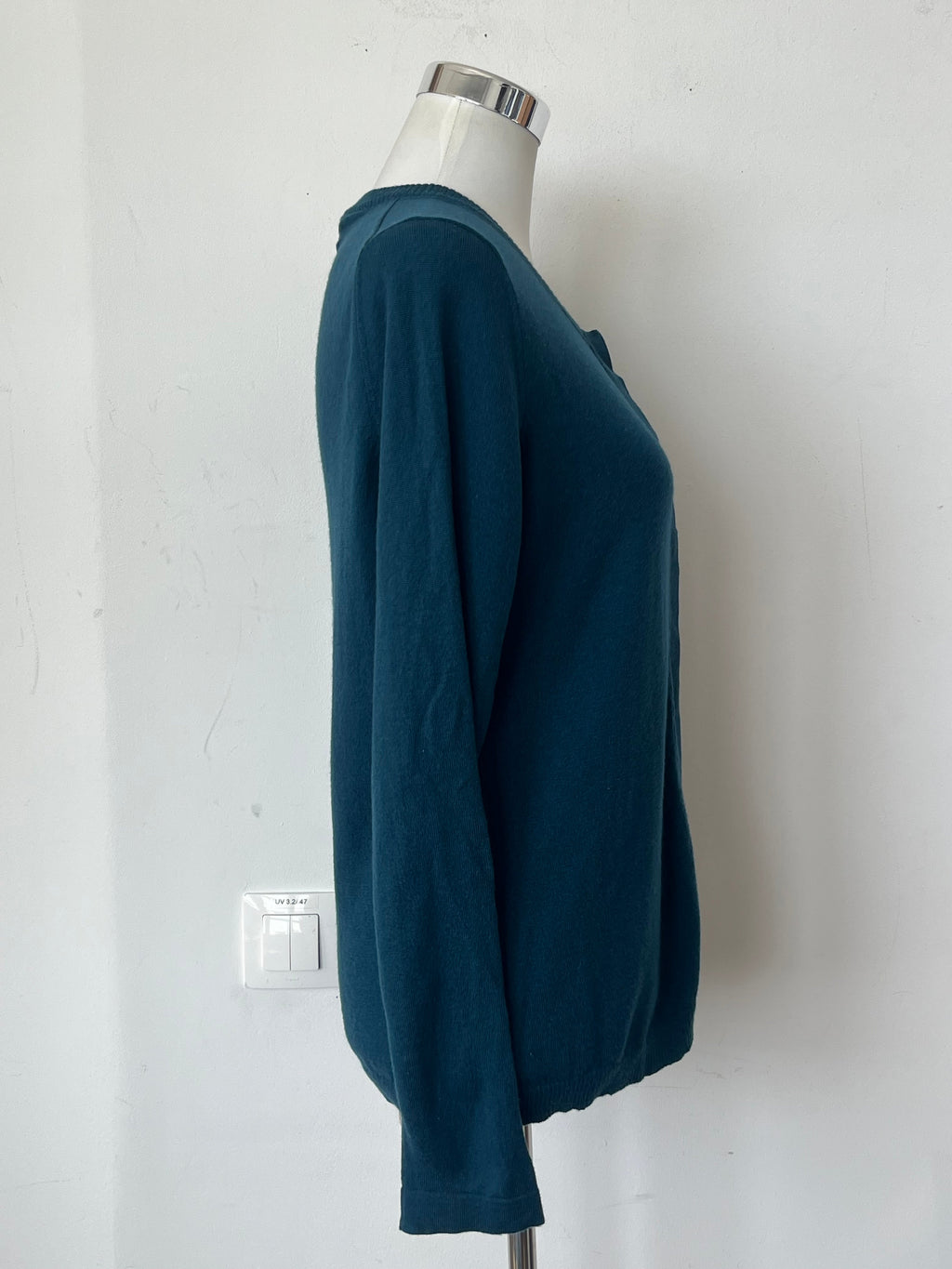 Brax Cardigan Cashmino Teal Wool Blend Size 42 Very Good Condition