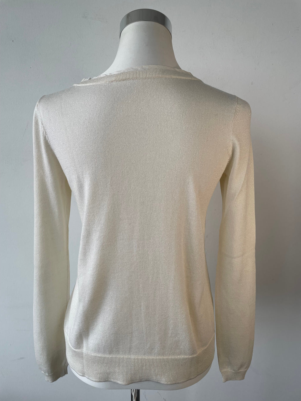 Schumacher White Wool Blend Lightweight Sweater, Small, Very Good Condition