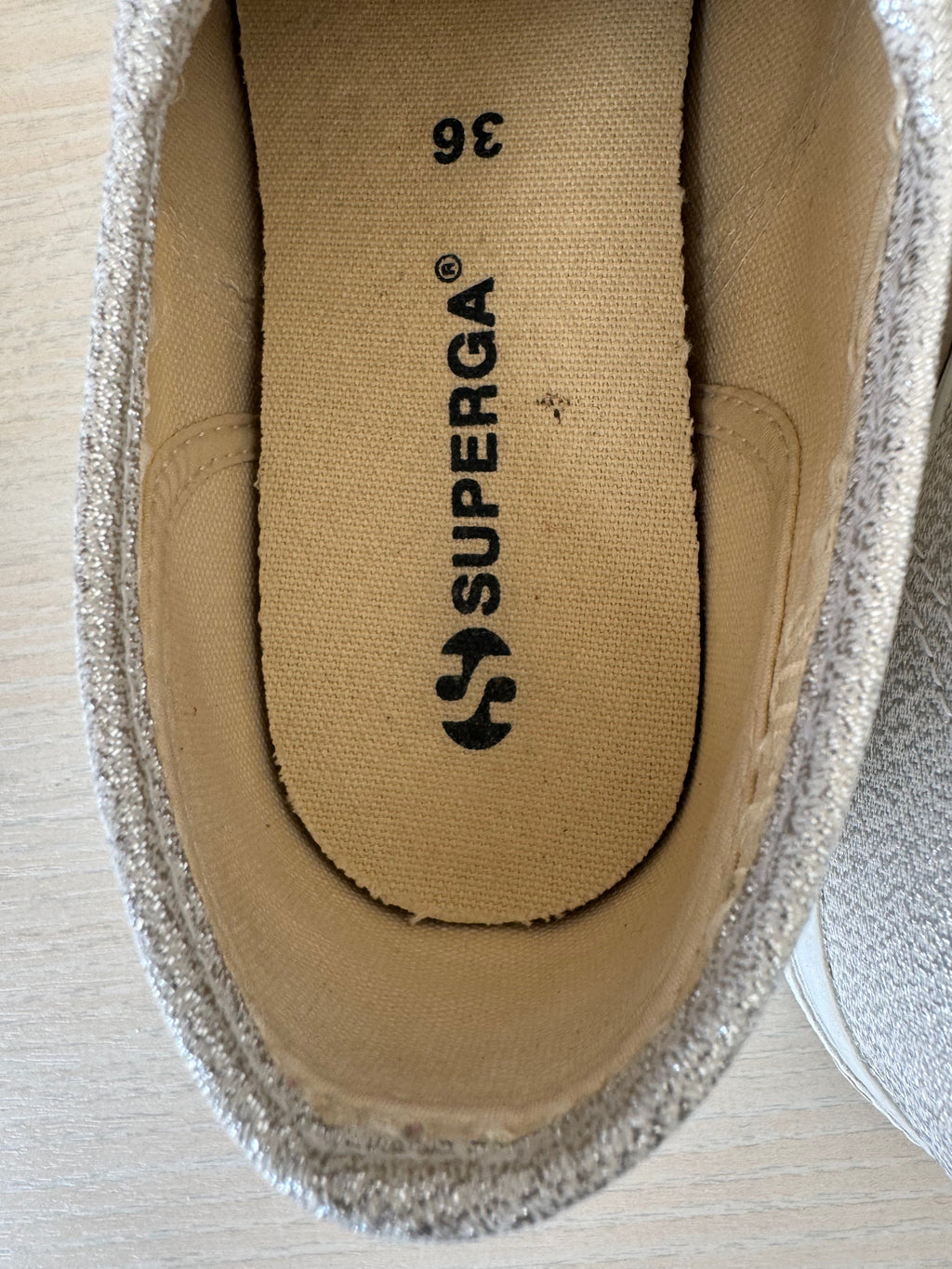 Superga 2790 Lamew Sneakers Silver Lamé Fabric Size 36 Good Condition