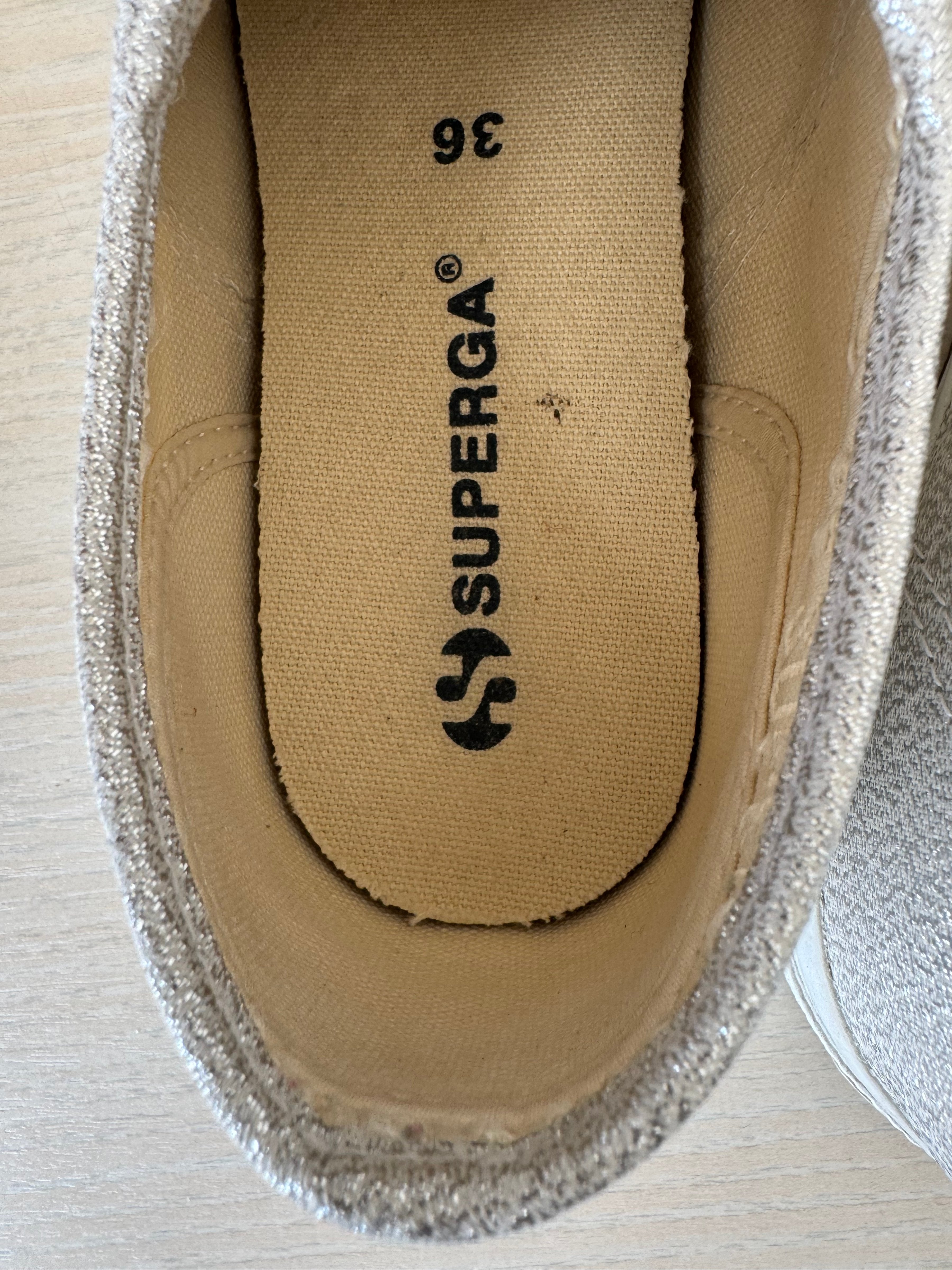 Superga 2790 Lamew Sneakers Silver Lamé Fabric Size 36 Good Condition