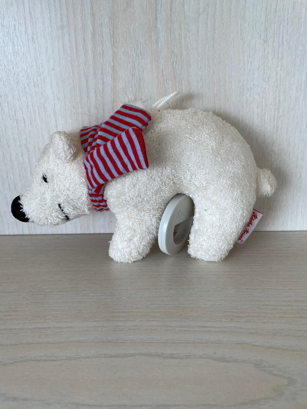 Käthe Kruse Musical Pull Toy ‘Sam’ – White Polar Bear with Scarf, Very Good