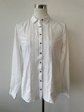 Massimo Dutti White Pintuck Shirt, Size M – Good Condition, Stains Present