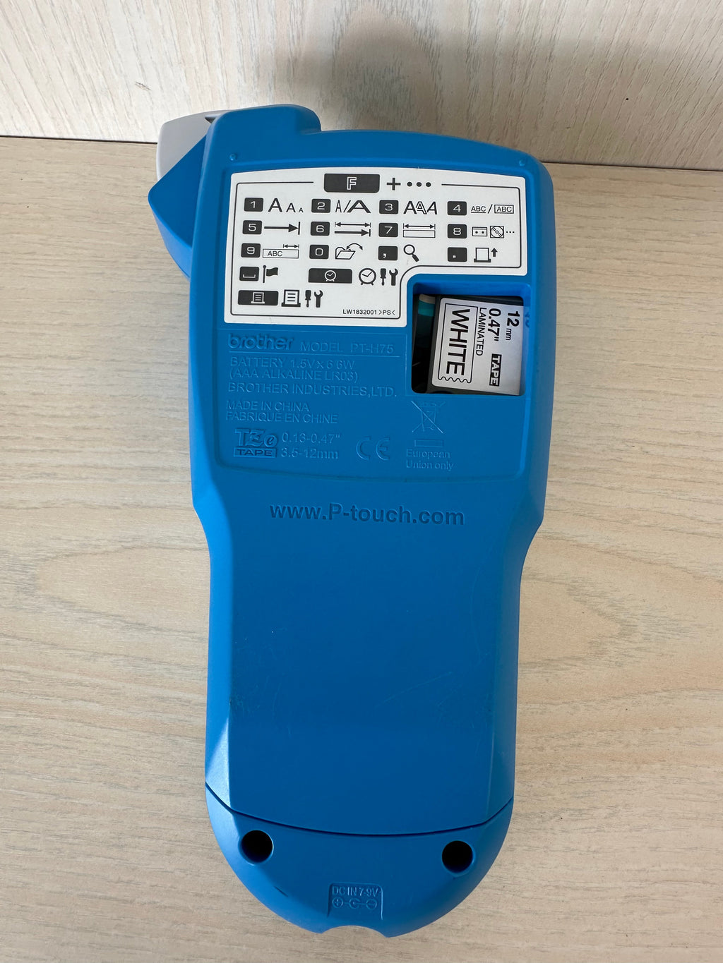Brother PT-H75 Label Maker – Handheld, Plastic, Blue/White, Good Condition