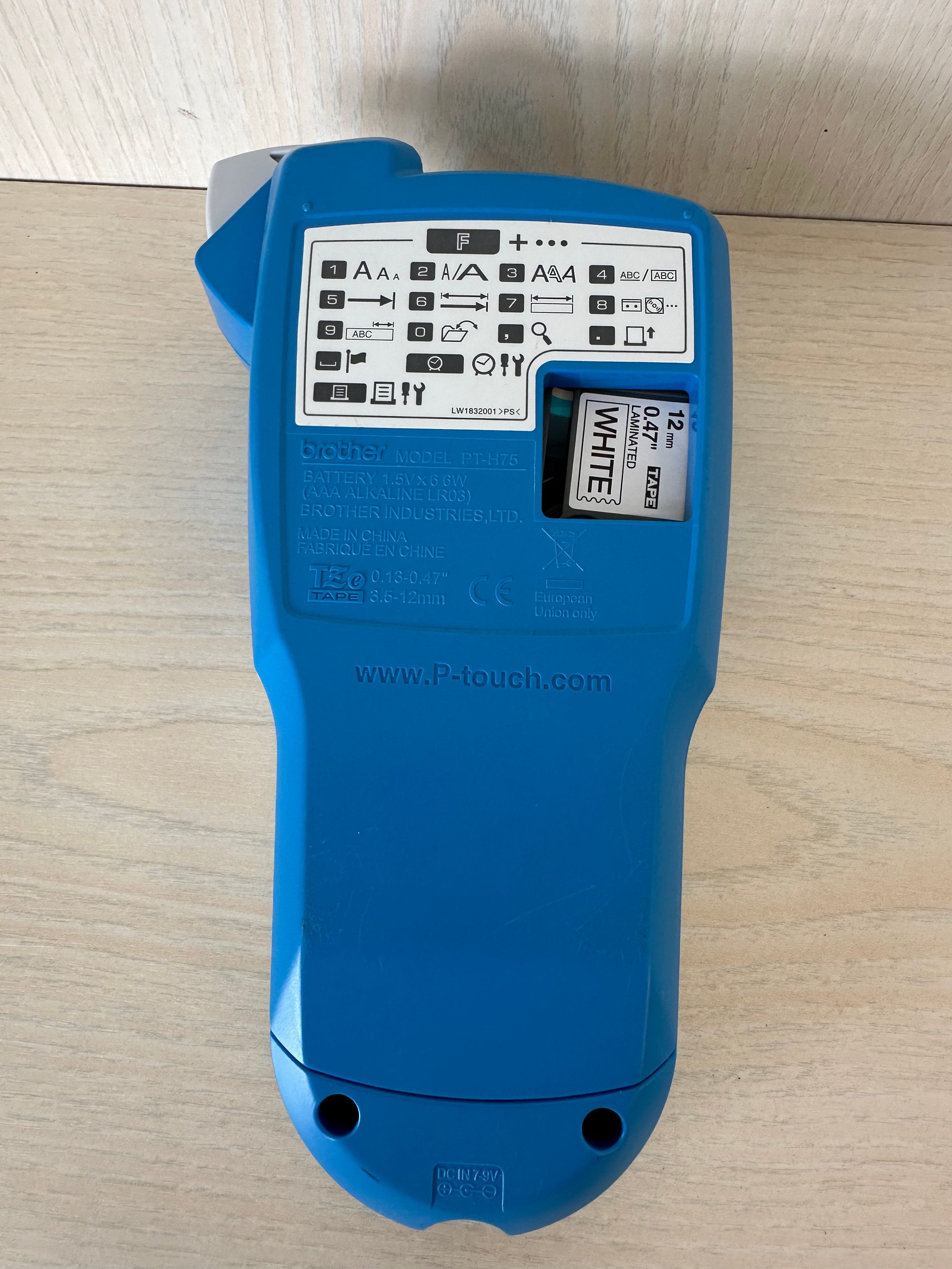 Brother PT-H75 Label Maker – Handheld, Plastic, Blue/White, Good Condition