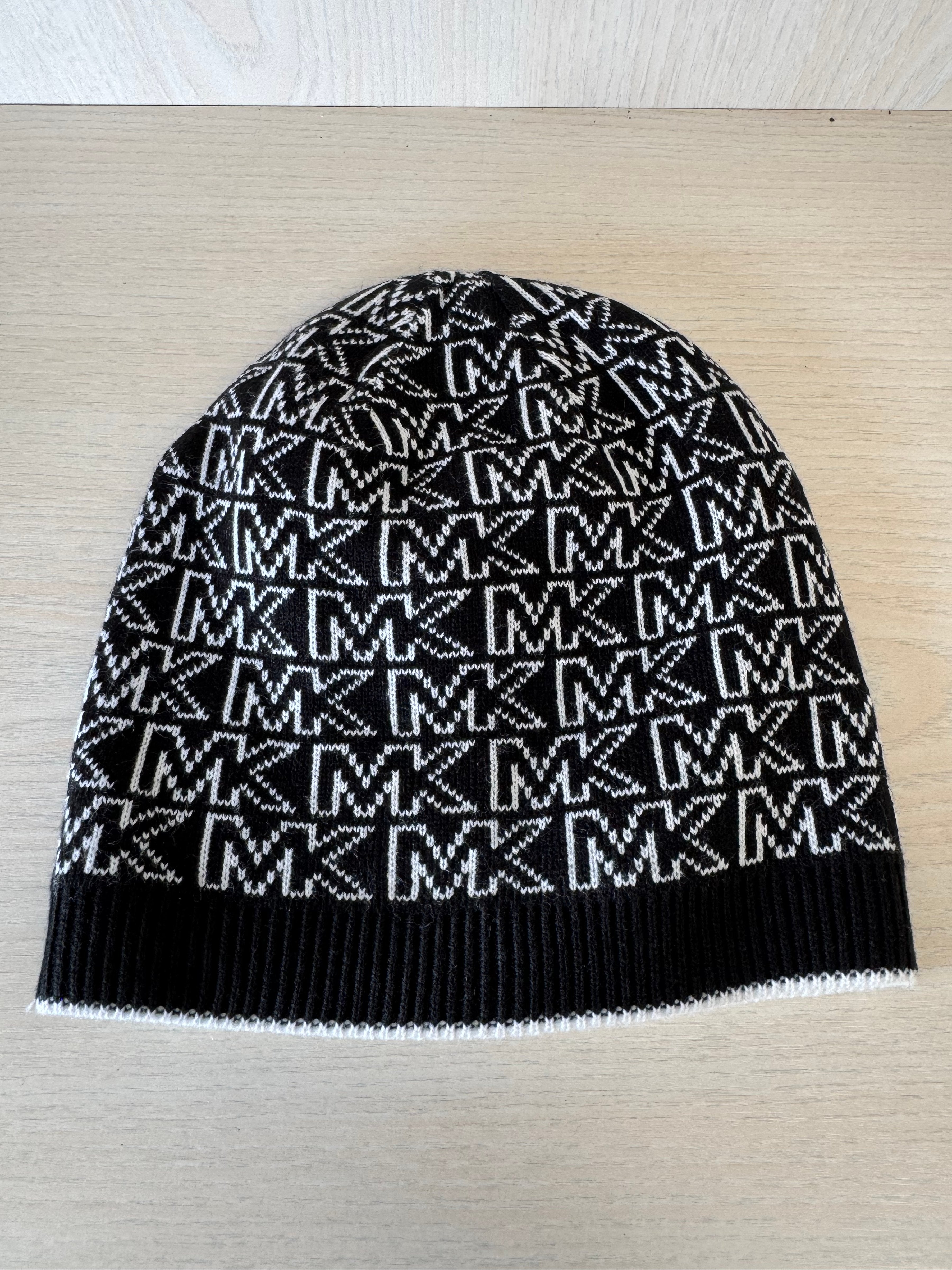 Michael Kors Wende-Beanie Logo Schwarz/Weiß Einheitsgröße Wie Neu