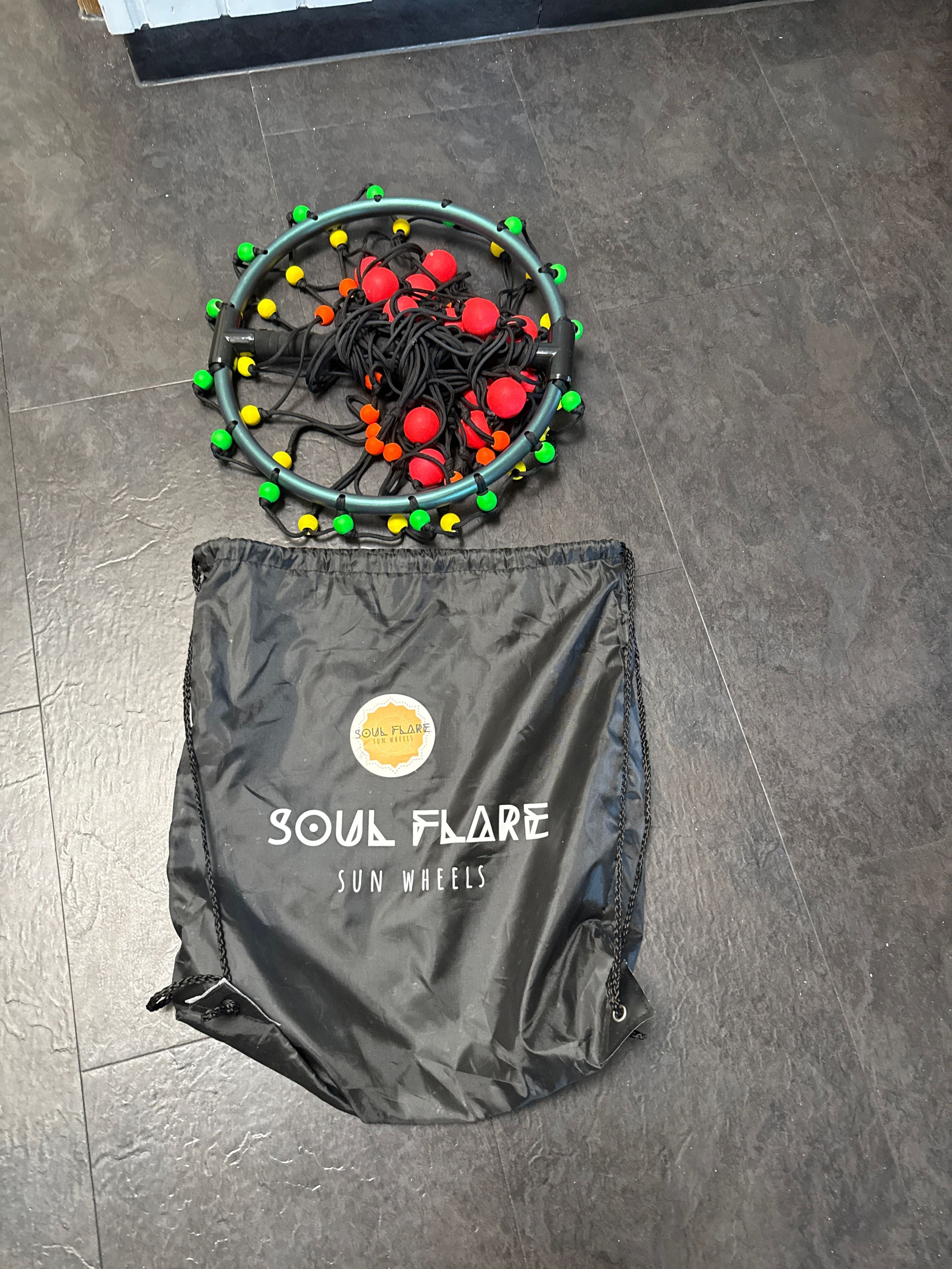 Soul Flare Sun Wheels V2 Flow Prop, Like New, 50cm, Black/Green/Yellow/Orange/Red