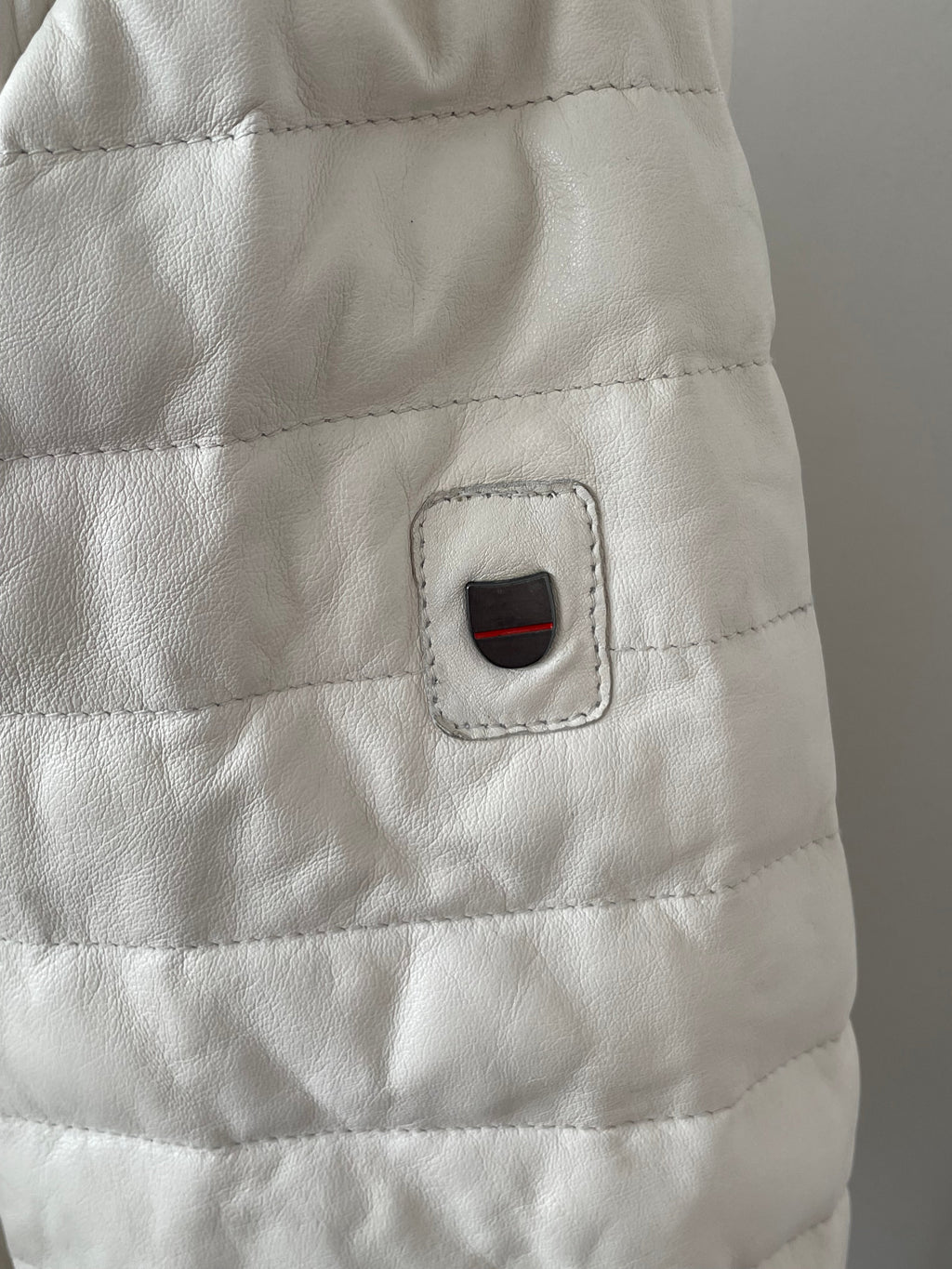 LLOYD Men's Quilted Lamb Leather Jacket, Ice White, XL, Very Good Condition