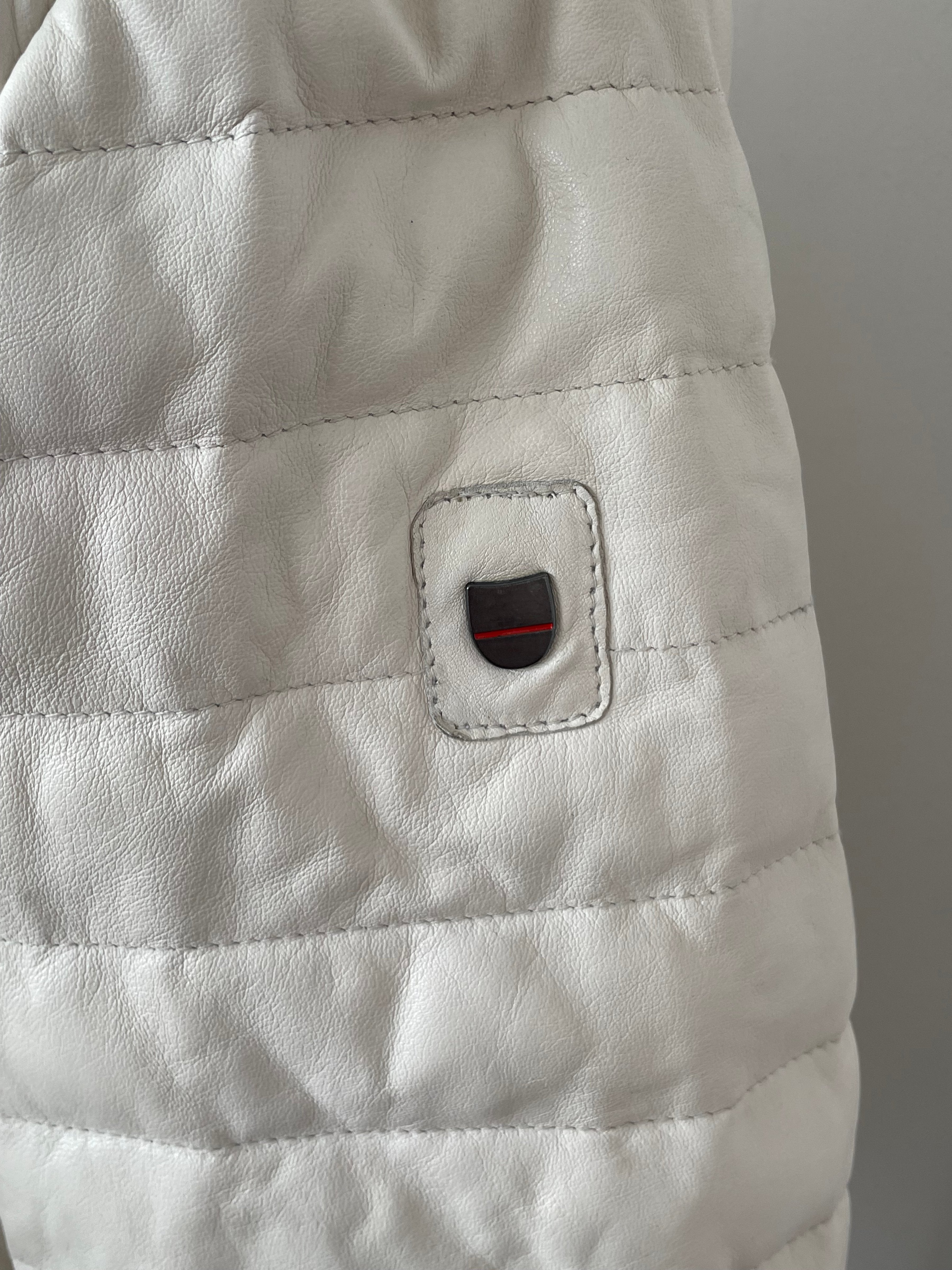LLOYD Men's Quilted Lamb Leather Jacket, Ice White, XL, Very Good Condition