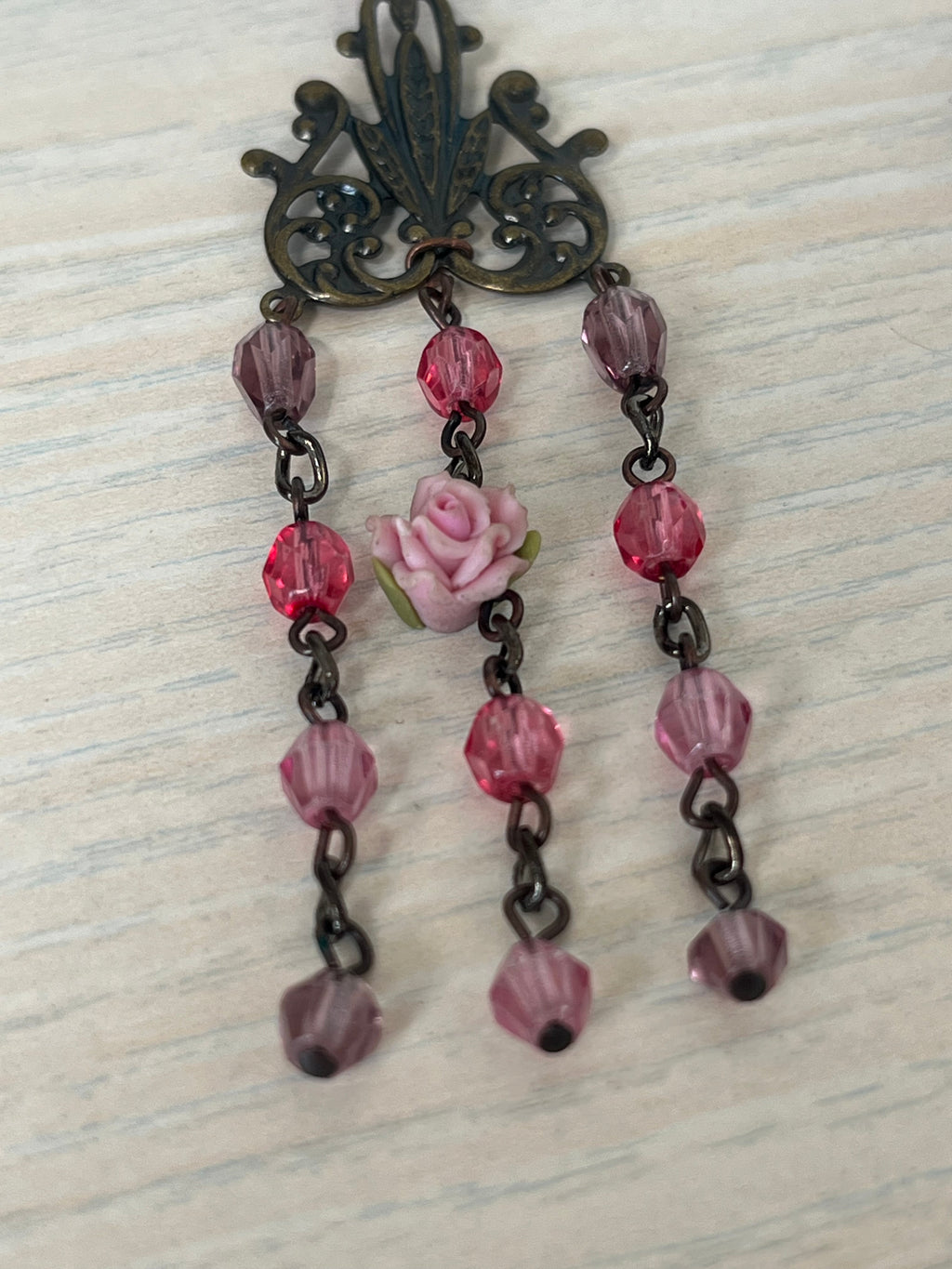 Antika Ohrringe Dangle Pink Rose 10cm Sehr Gut