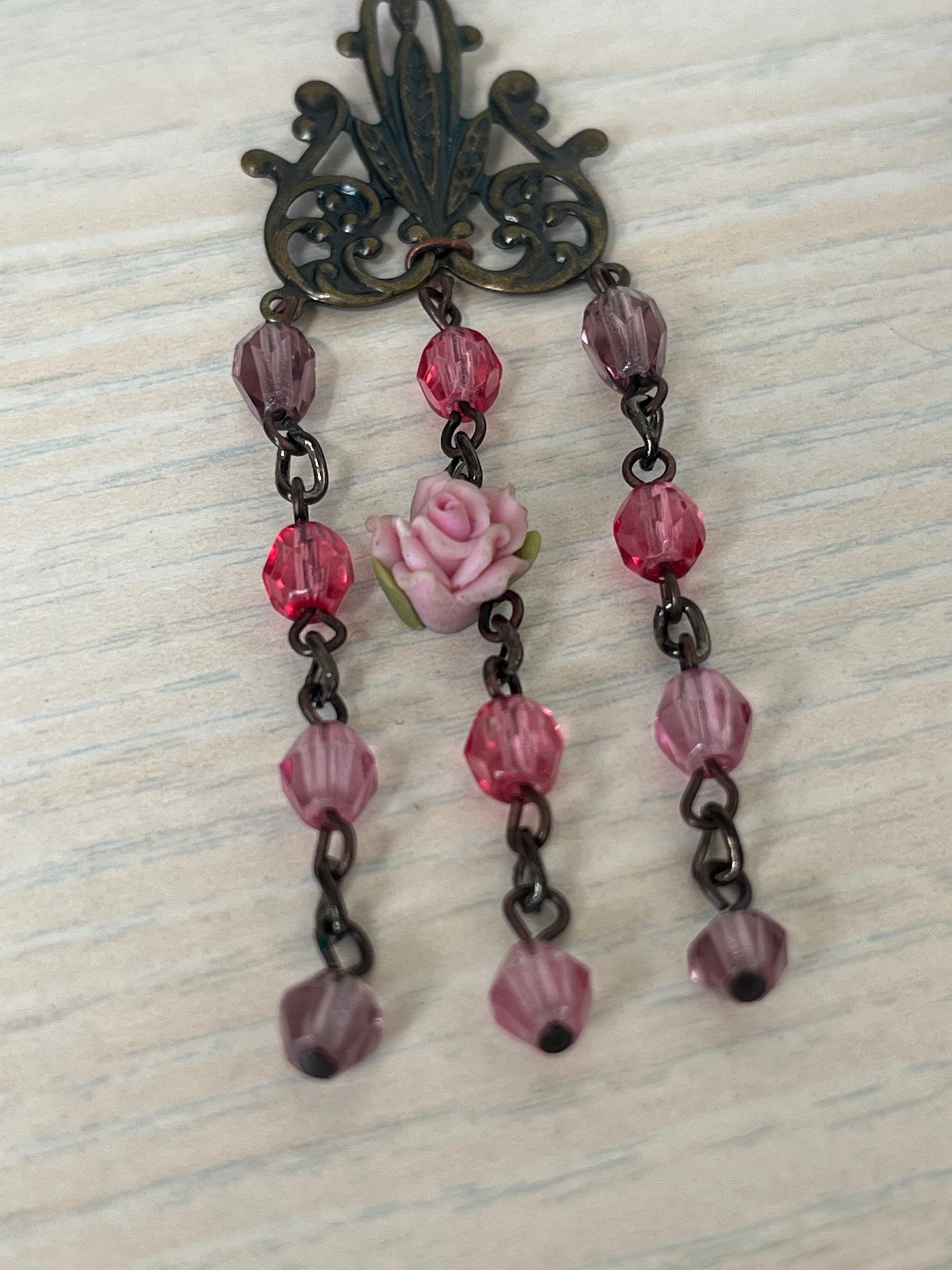 Antika Ohrringe Dangle Pink Rose 10cm Sehr Gut