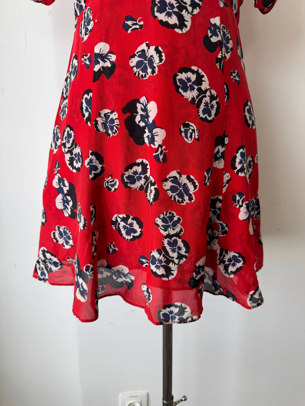 Réalisation Par Red Floral Silk Dress, Normal Use, 43cm Chest