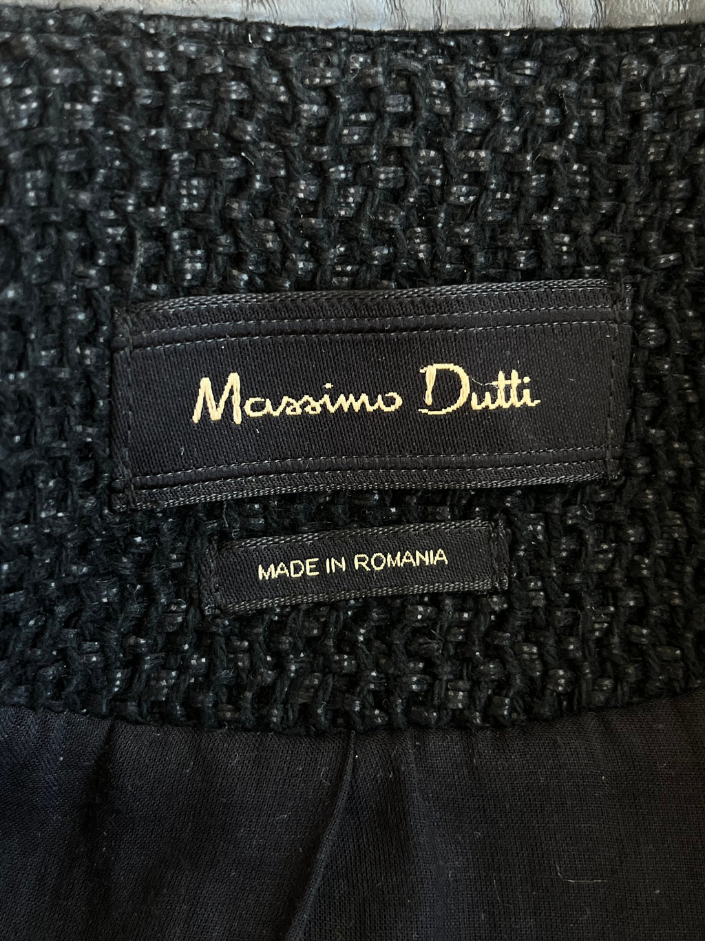 Massimo Dutti Black Textured Jacket, Medium, Very Good Condition