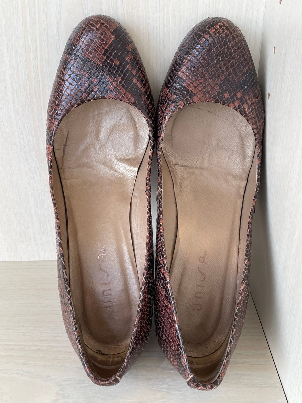Unisa Brown Multi Snakeskin Pumps, Size 38 EU, Very Good Condition