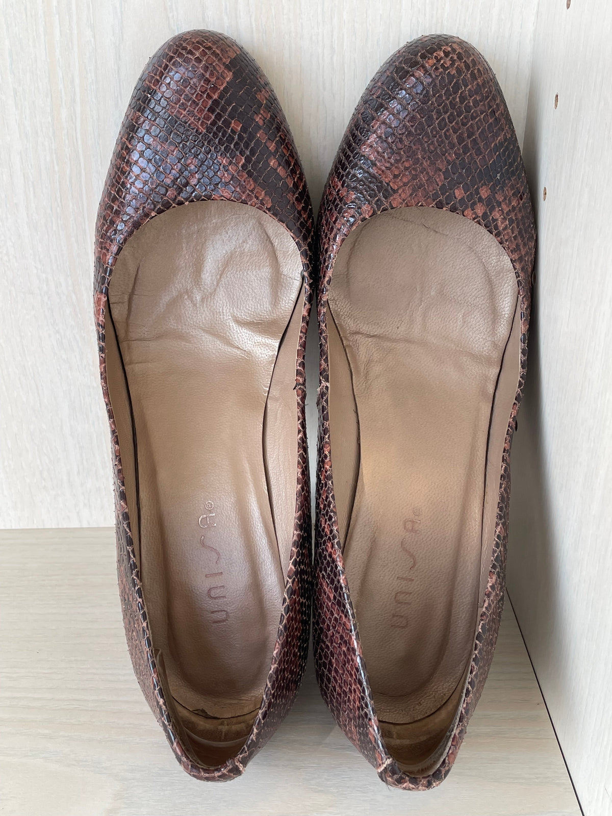 Unisa Brown Multi Snakeskin Pumps, Size 38 EU, Very Good Condition