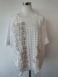 Marie Méro Sequin Top White/Gold, UK 18/EU 44, Good Condition