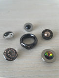Pavo Real Wechselring, Schwarzstahl, 6 Tops, Gr. 65–66, sehr guter Zustand