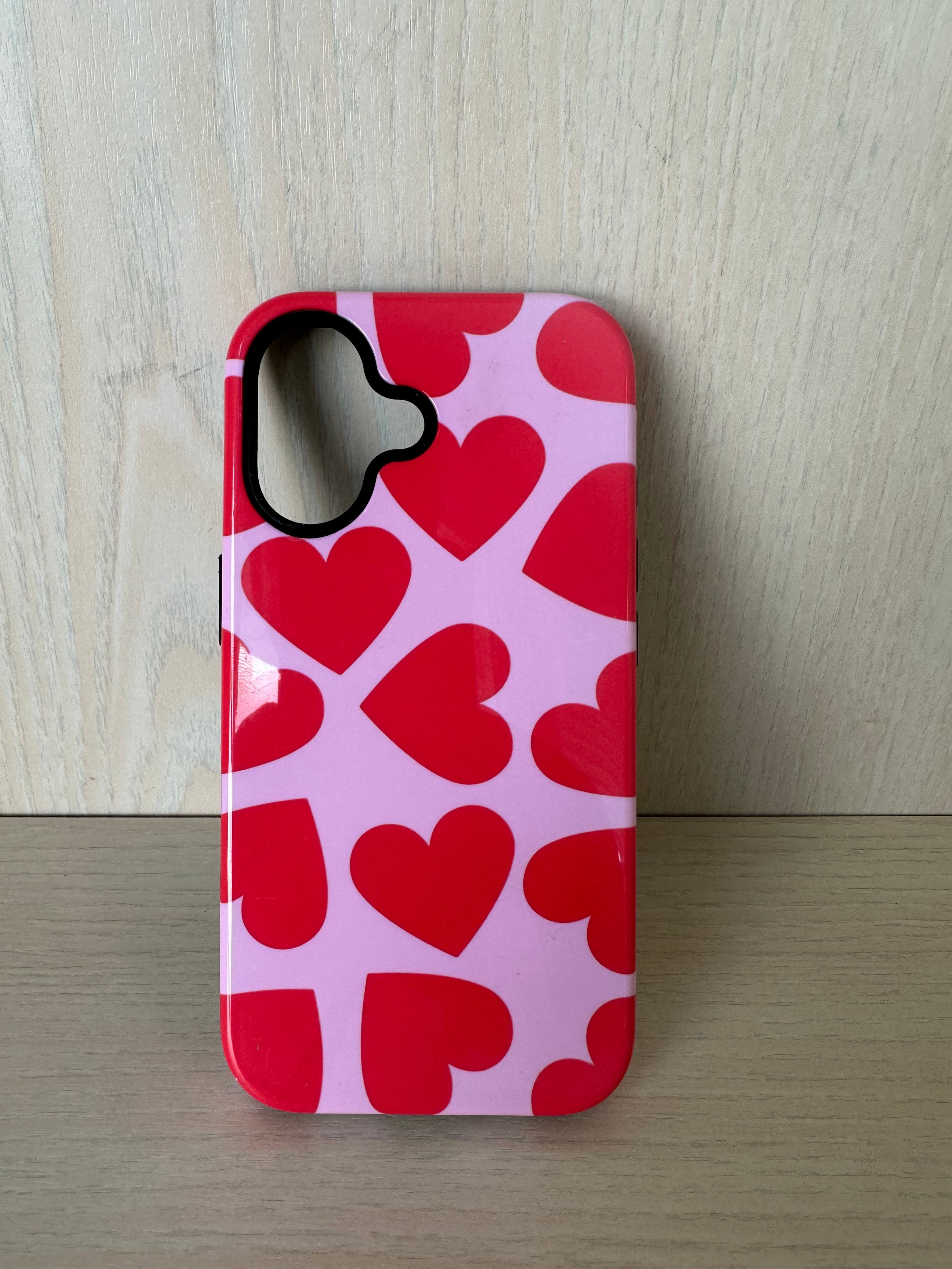Herzmuster Handyhülle – iPhone 11/12/13, Rot/Weiß, Sehr guter Zustand
