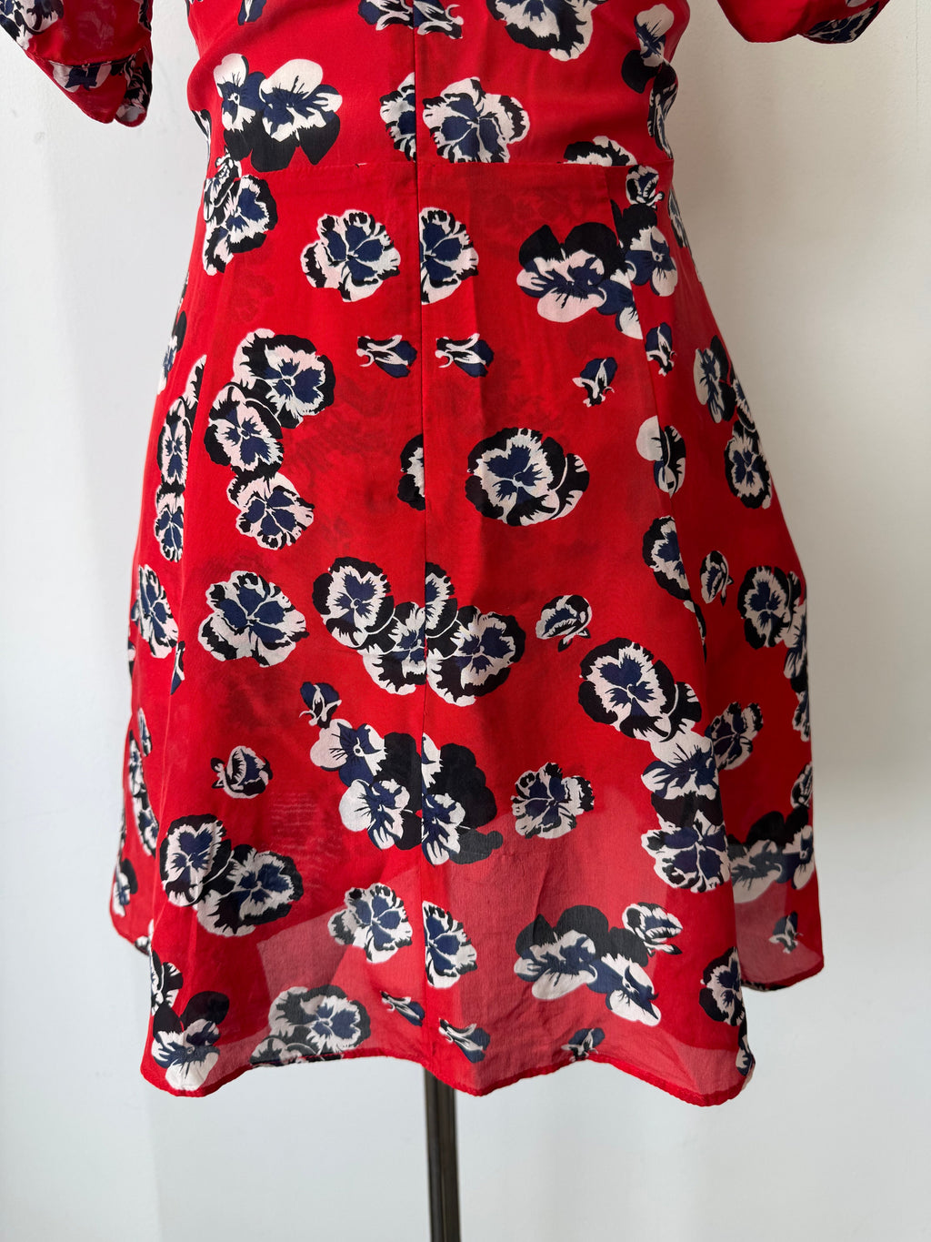 Réalisation Par Red Floral Silk Dress, Normal Use, 43cm Chest