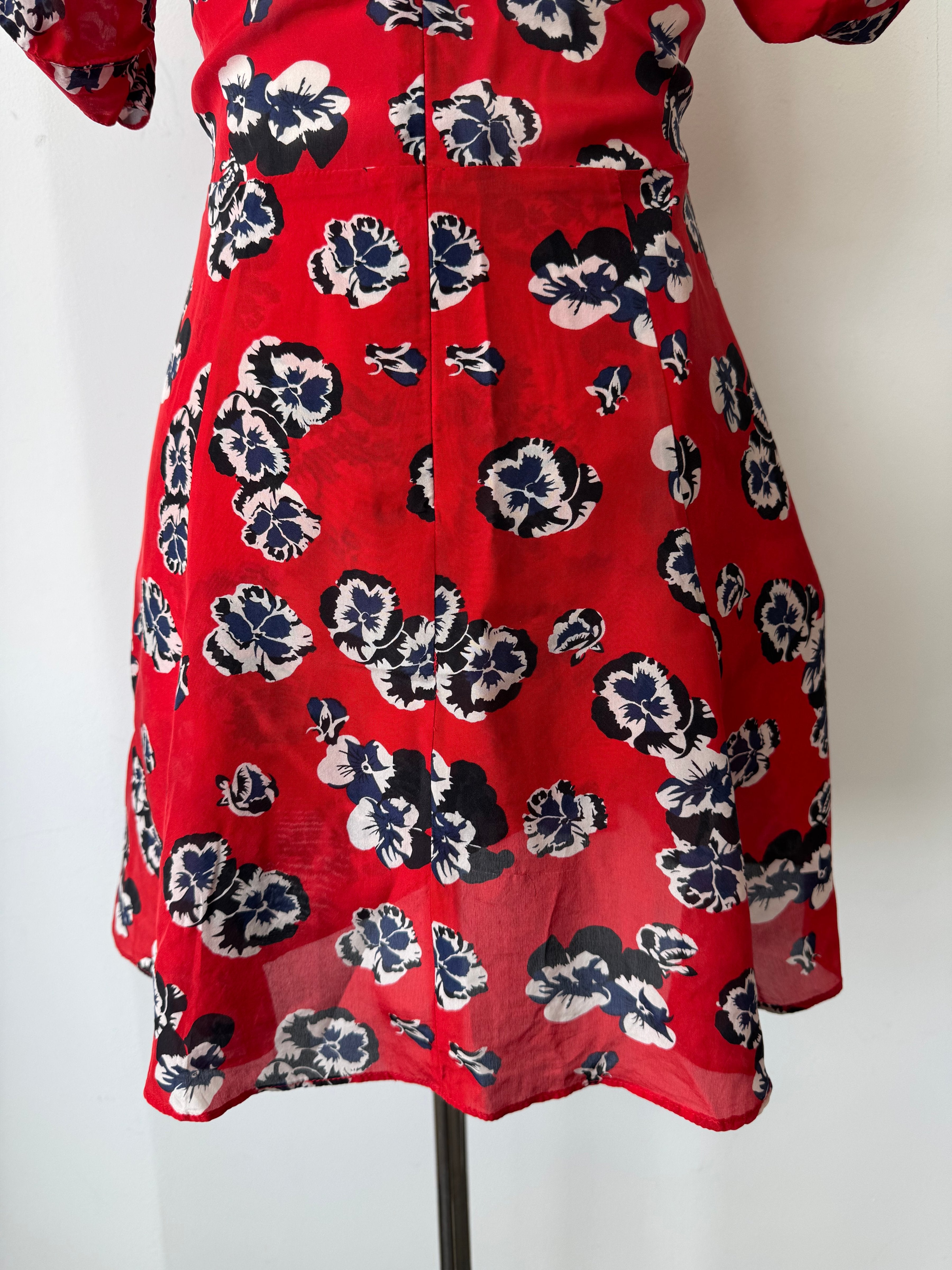Réalisation Par Red Floral Silk Dress, Normal Use, 43cm Chest