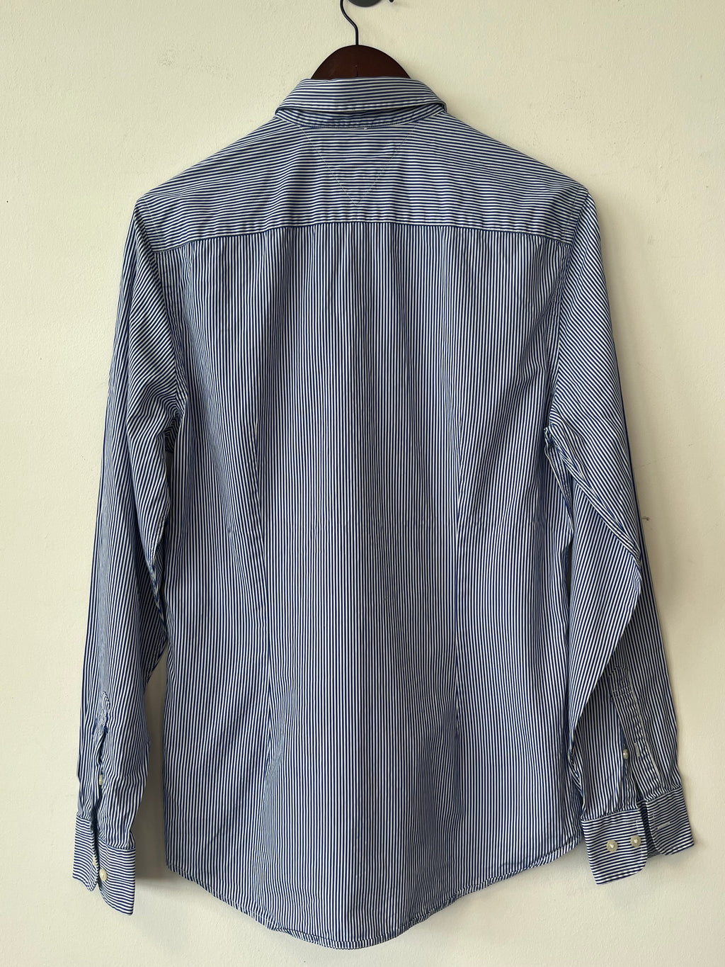 Tommy Hilfiger Hemd Blau-Weiß Gestreift M 100% Baumwolle Sehr Gut