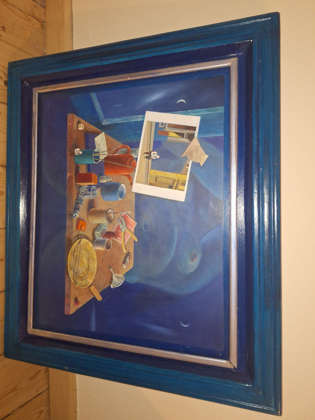 Sigurd Beyer Original Surrealistisches Gemälde Blau Groß Sehr Gut 1998