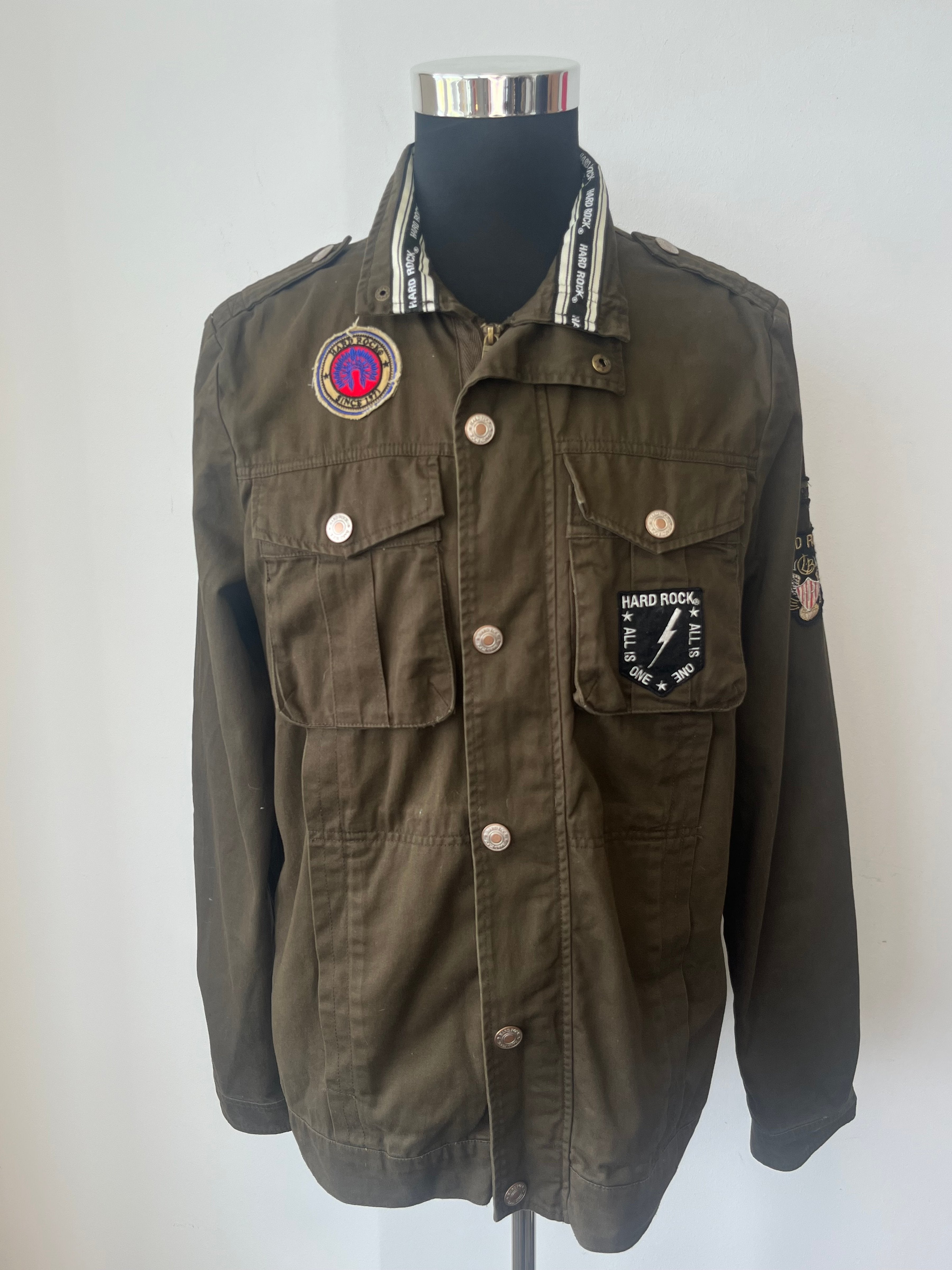 Hard Rock Military Field Jacket – Baumwolle, Militärgrün, Größe L, Sehr Gut